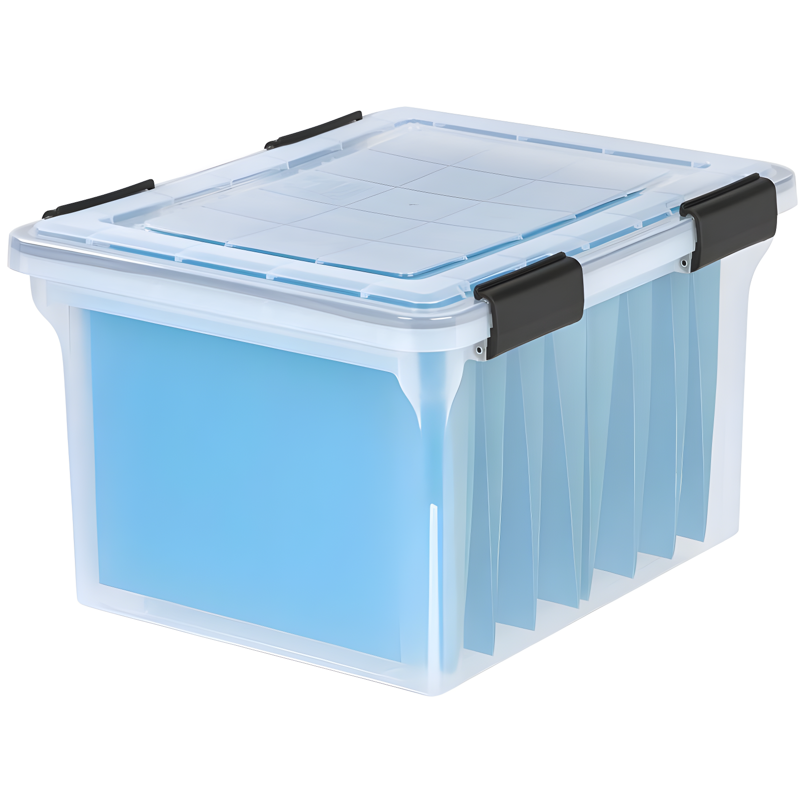 Clear 8 Gallon Plastic Weathertight File Box with Snap-tight Lid