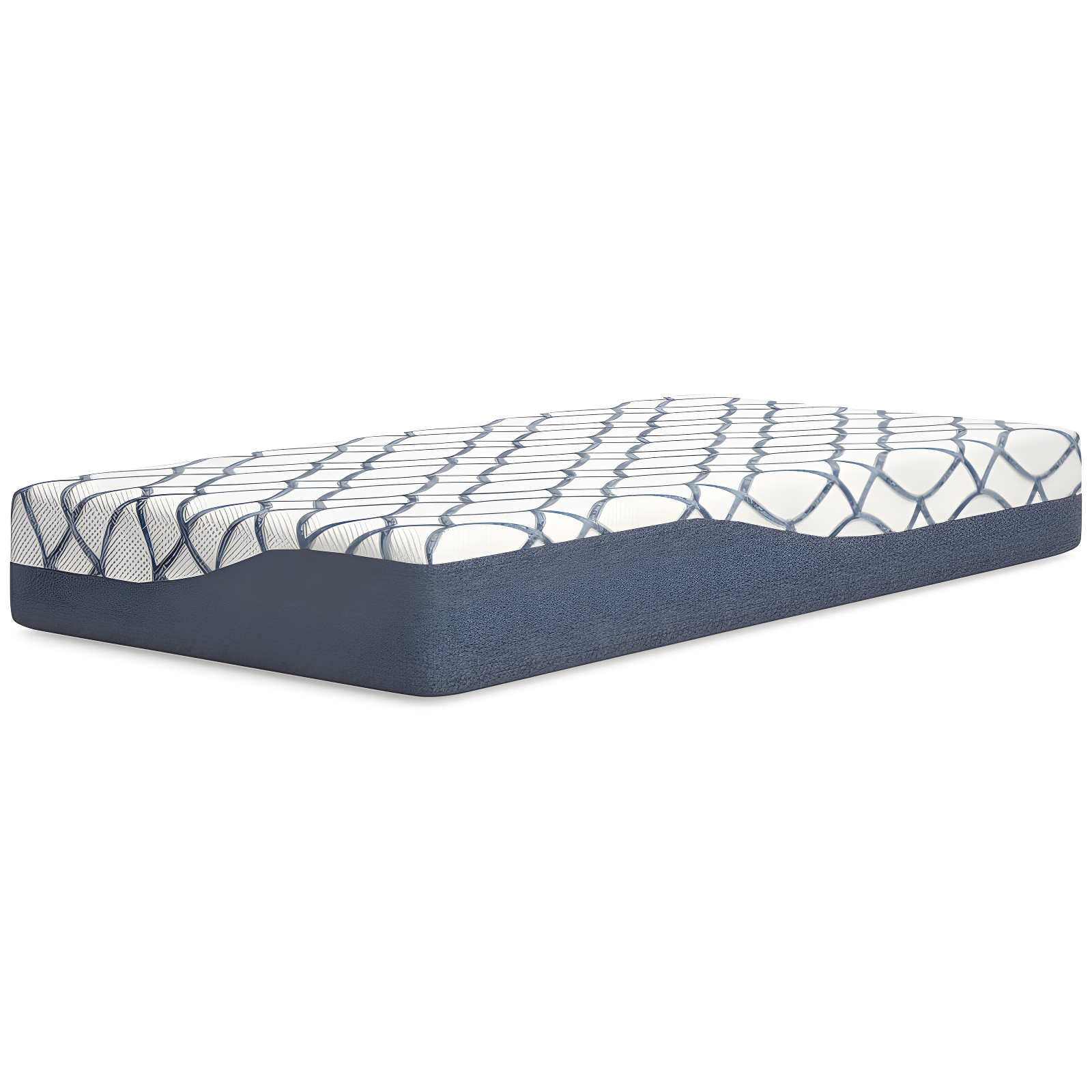 Twin Blue and White Adjustable Memory Foam Mattress