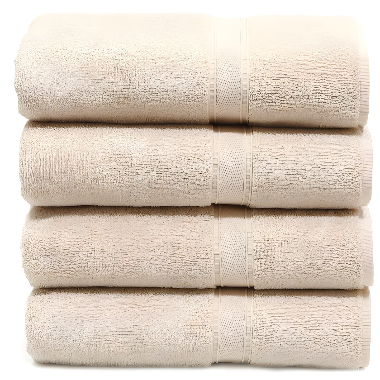 Beige Turkish Cotton Dobby Weave Bath Sheet Set of 4