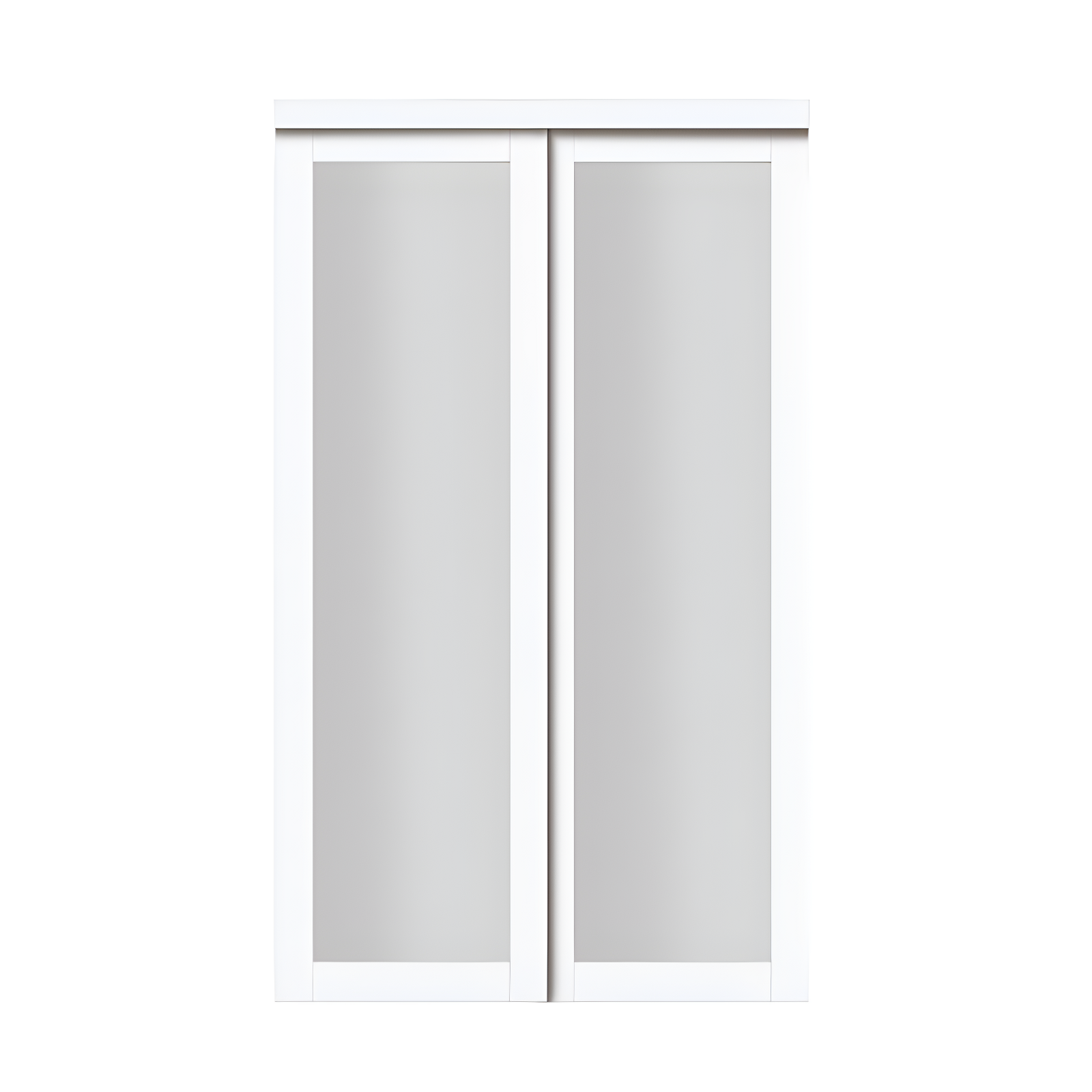 Off-White Solid Core Sliding Barn Door with Frosted Glass Panels