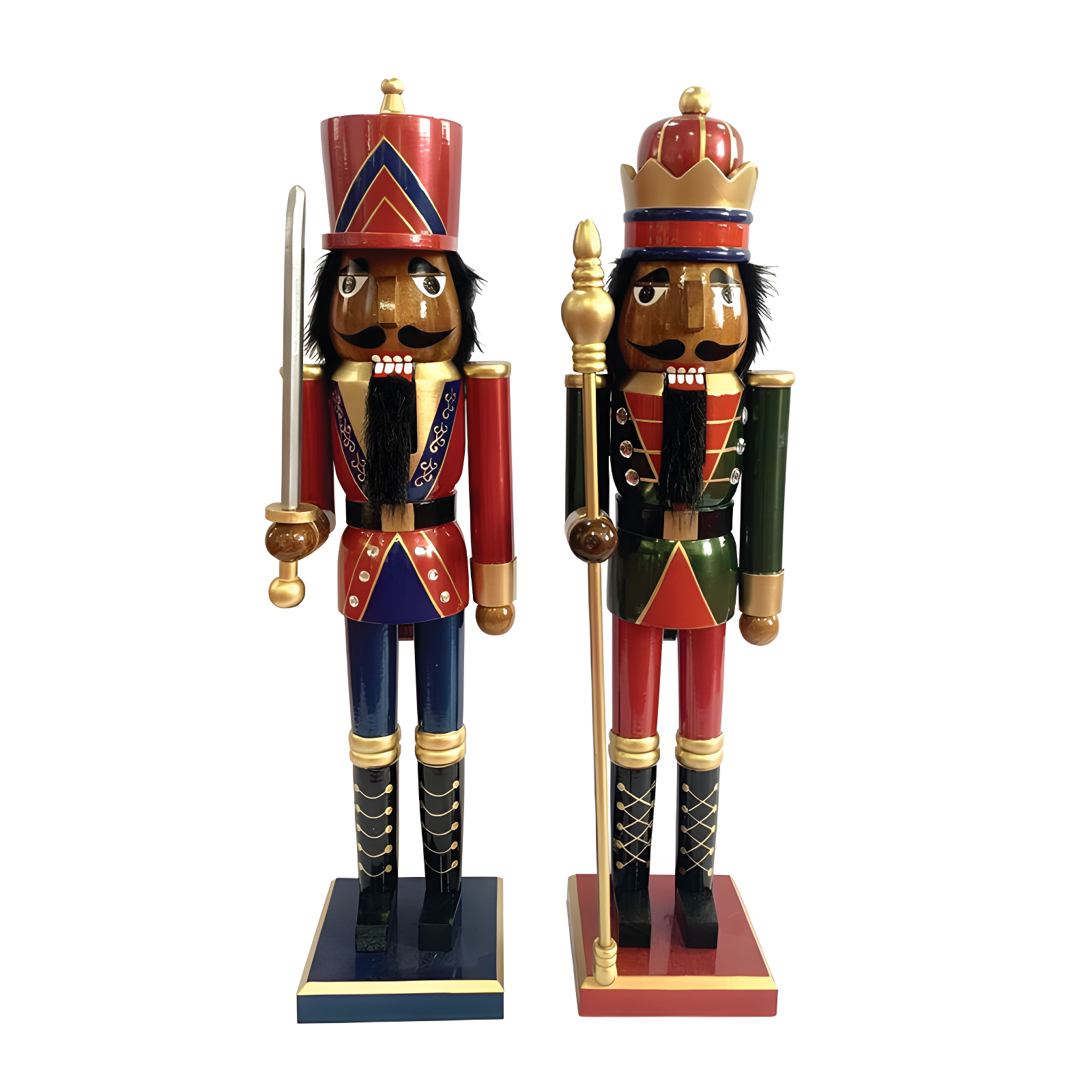 24" Handcrafted Wooden King and Guard Nutcracker Set