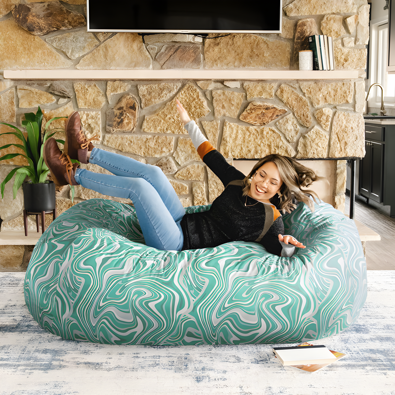 Groovy Green Extra Large Memory Foam Bean Bag Sofa