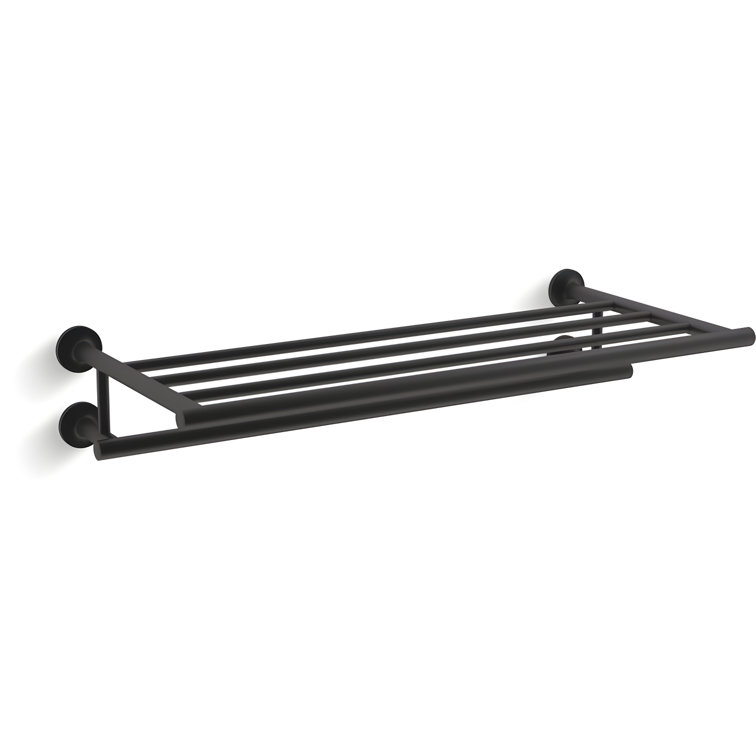 Matte Black Metal Wall-Mounted Towel Shelf and Holder