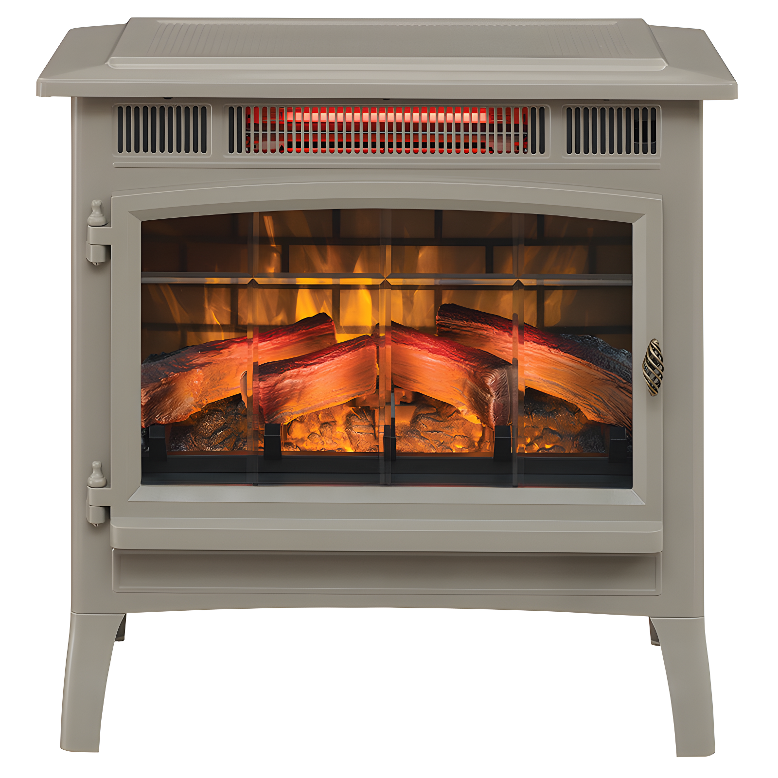 French Grey Electric Infrared Wood Stove with Thermostat