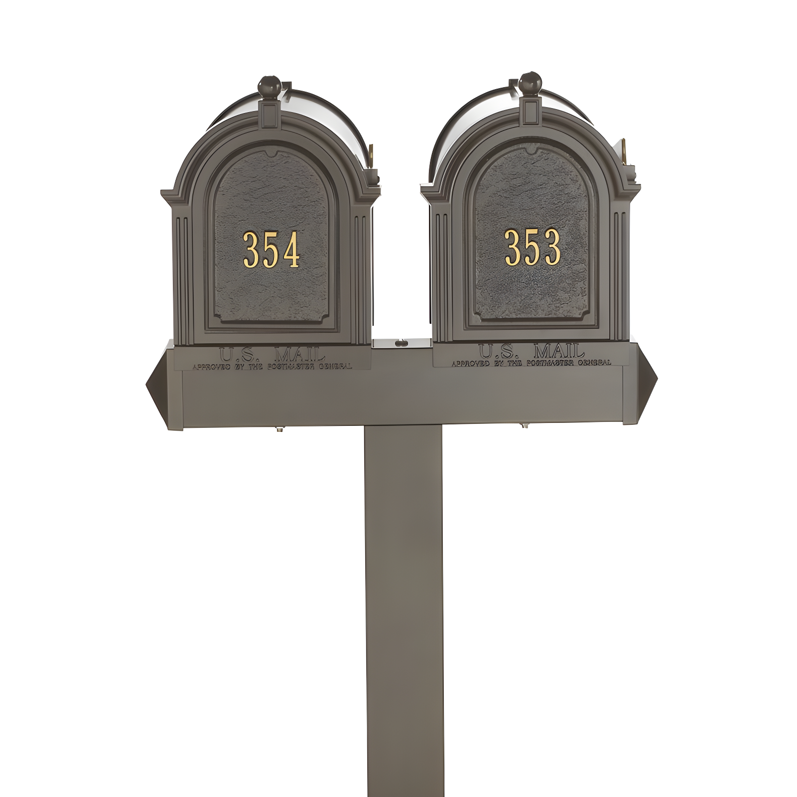 Green Aluminum Dual Mailbox Extended Post with Finial