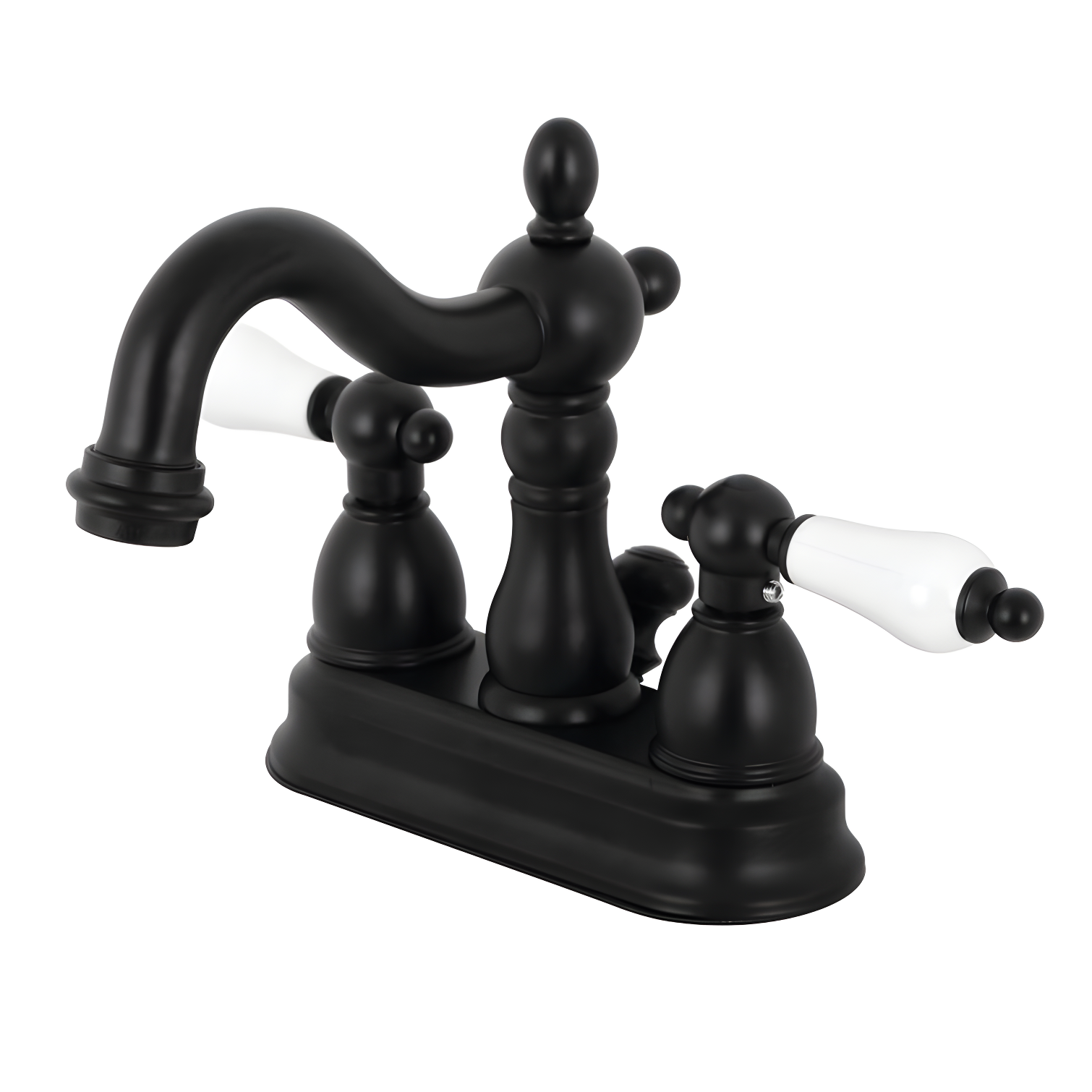 Matte Black 4" Centerset Bathroom Faucet with Pop-Up Drain