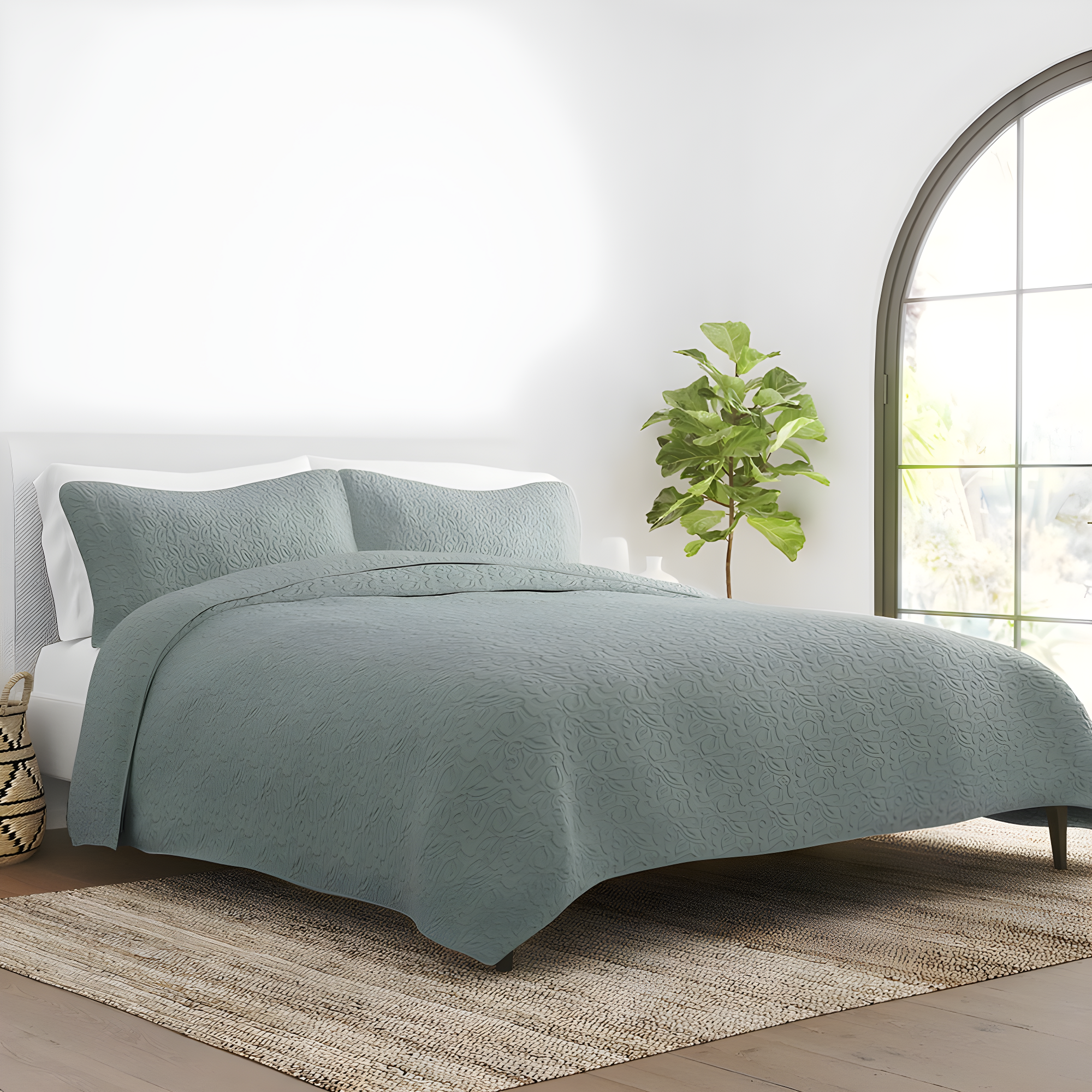 Eucalyptus Twin Reversible Microfiber Quilt Set