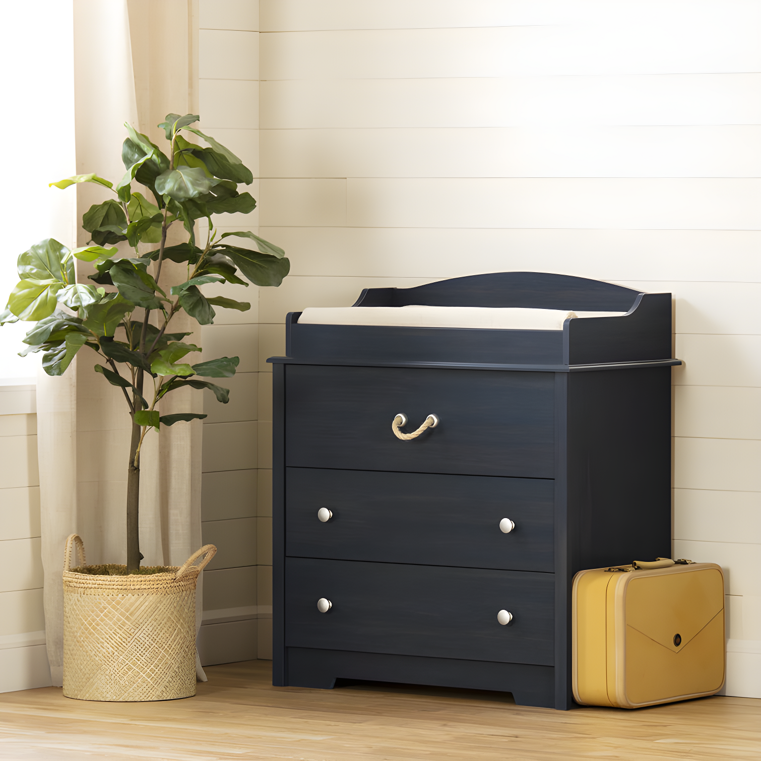 Coastal Blueberry 3-Drawer Dresser with Rope Handles