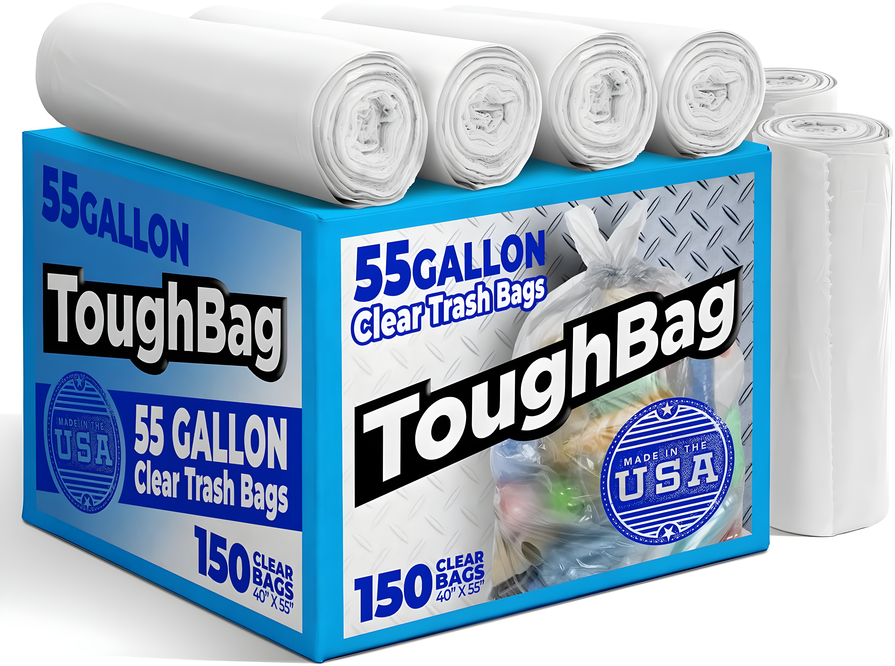 55 Gallon Clear Heavy Duty Recycled Trash Bags