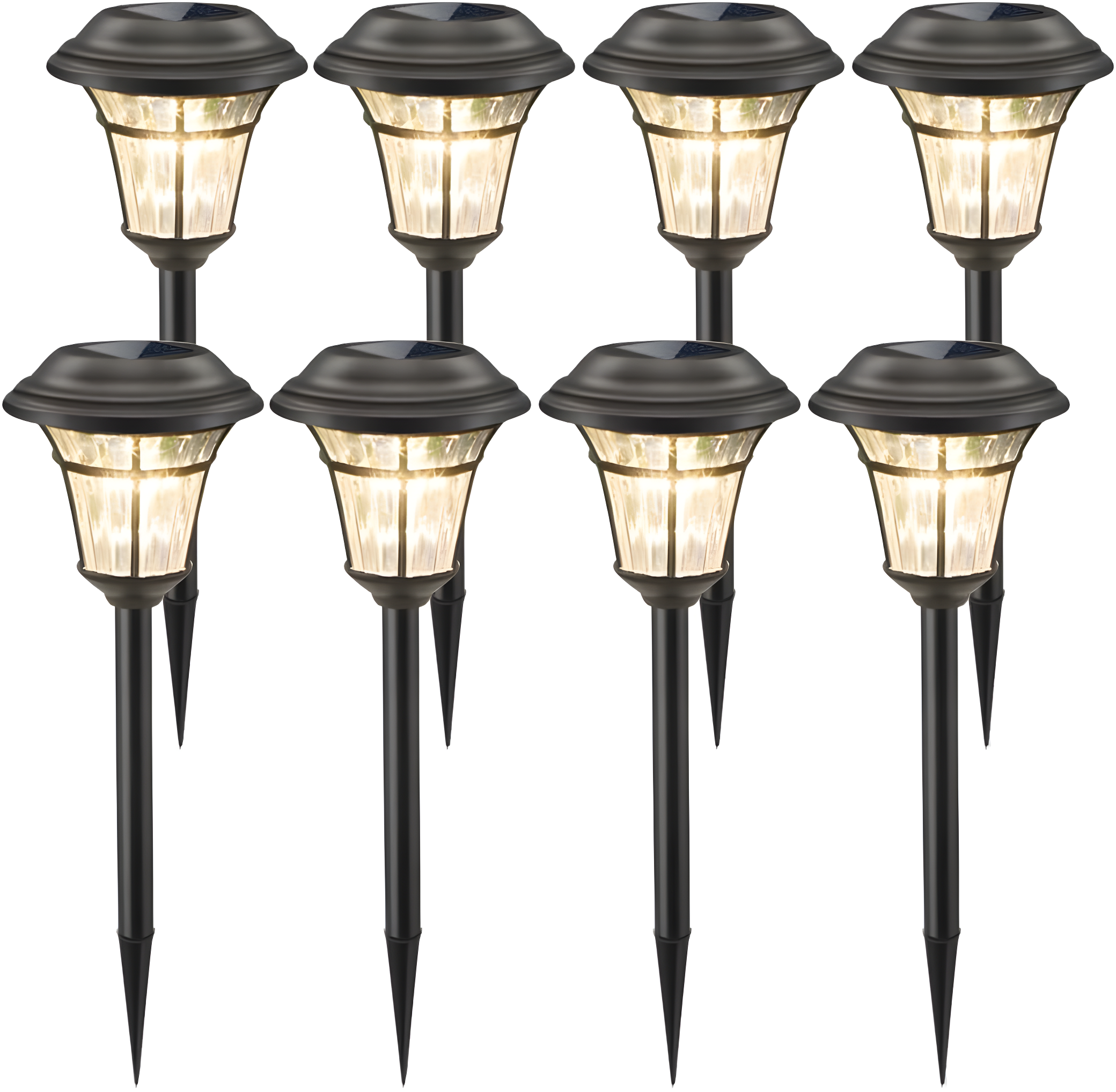 Black Solar Powered LED Pathway Light Set of 8