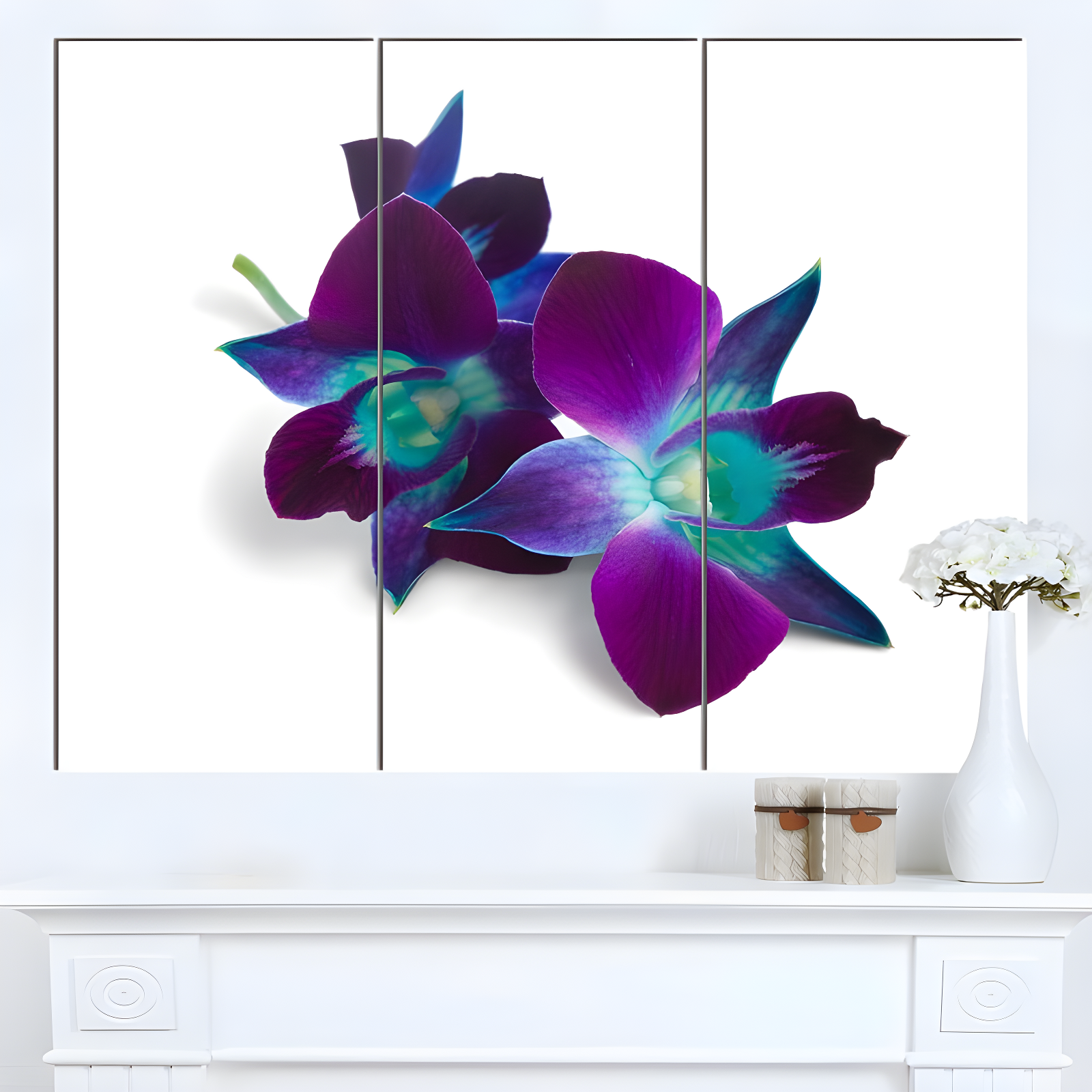 Deep Purple Orchid Flowers on White Canvas Print, 36" x 28"