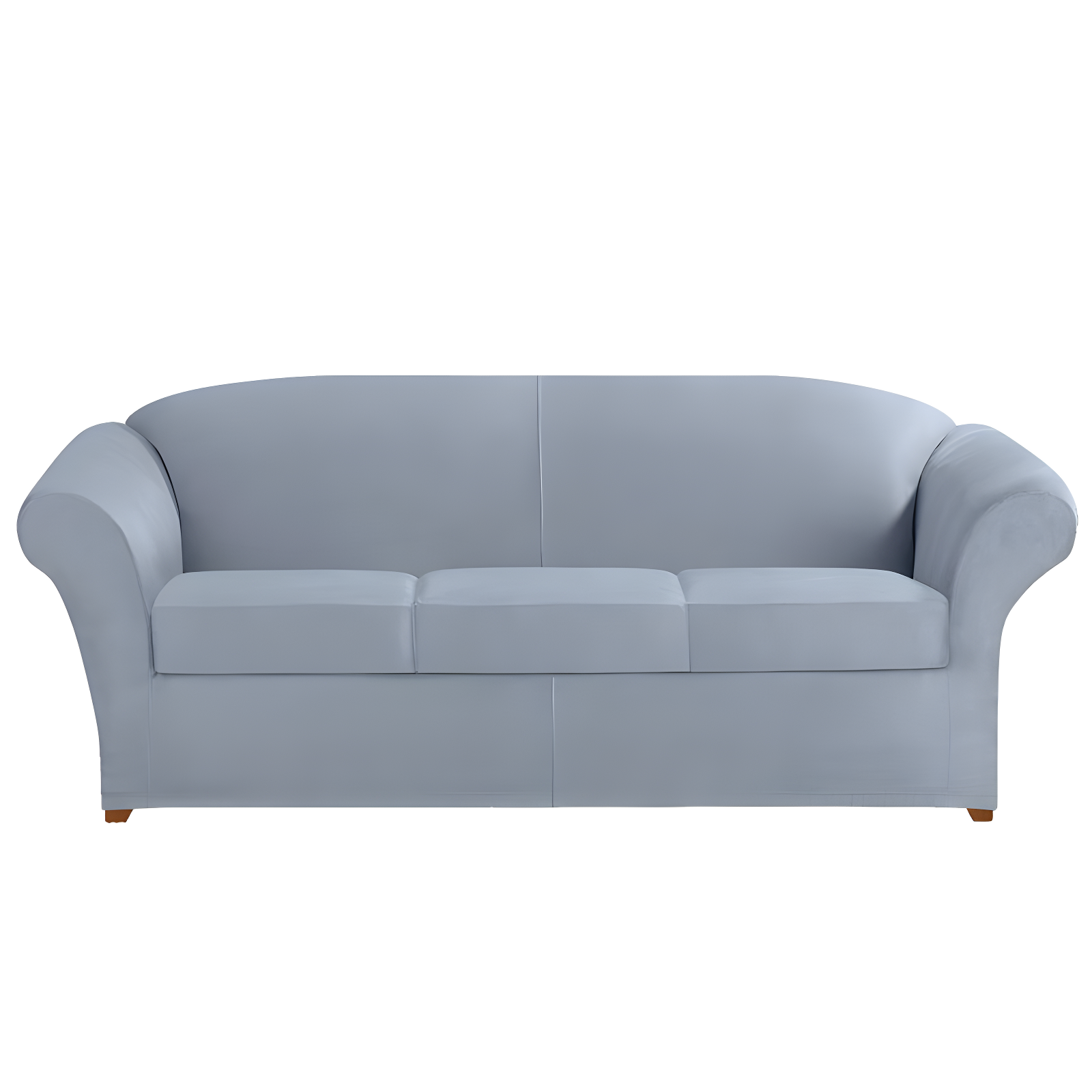 Pacific Blue Stretch Suede Sofa Slipcover with Elastic Bottom