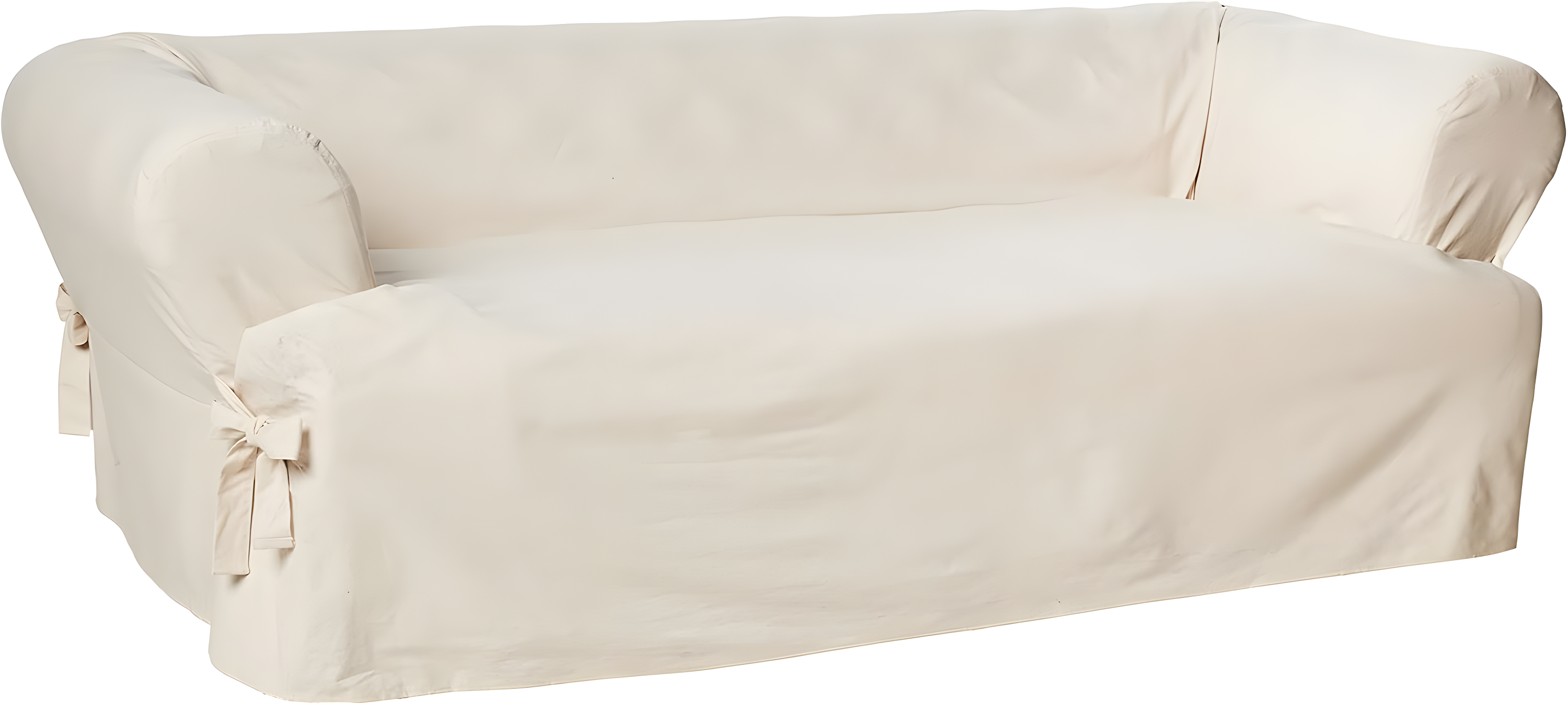 Natural Cotton Duck T-Cushion Sofa Slipcover with Tailored Skirt