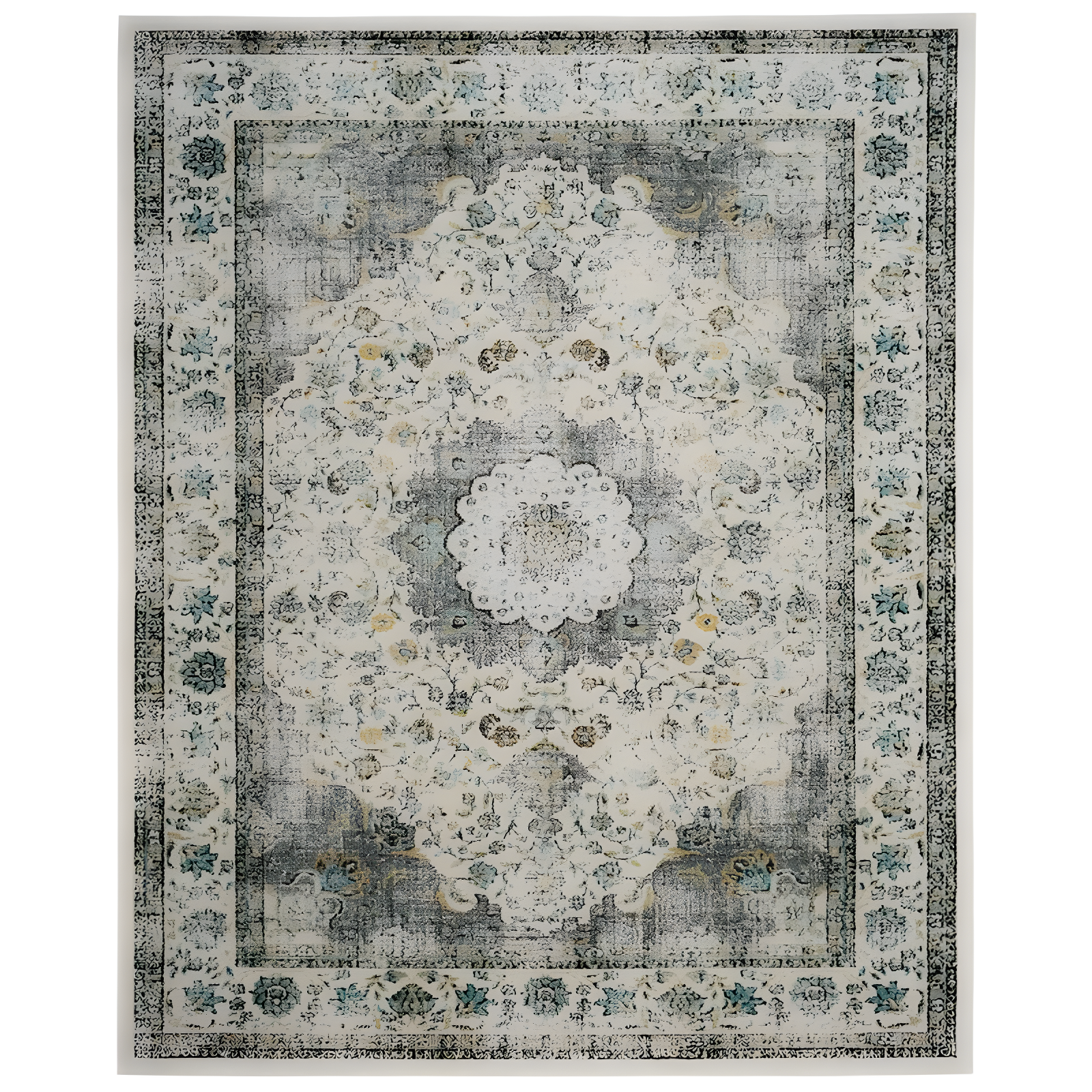 Chic Elegance 8' x 10' Gray and Gold Synthetic Area Rug