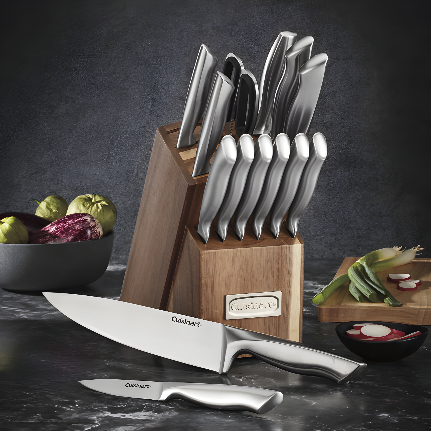 15-Piece Stainless Steel Knife Set with Acacia Block