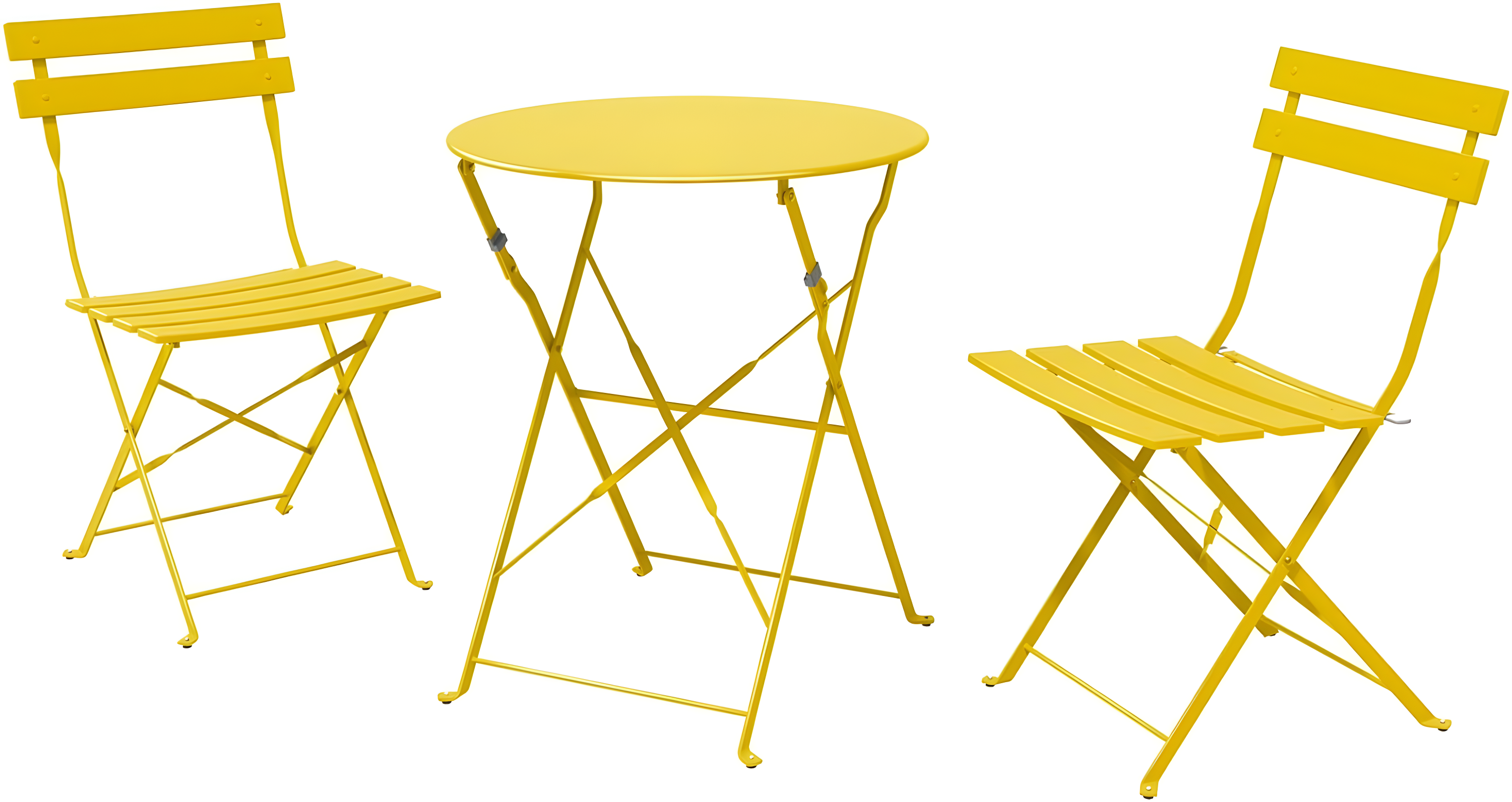 Yellow Steel 3-Piece Folding Patio Bistro Set