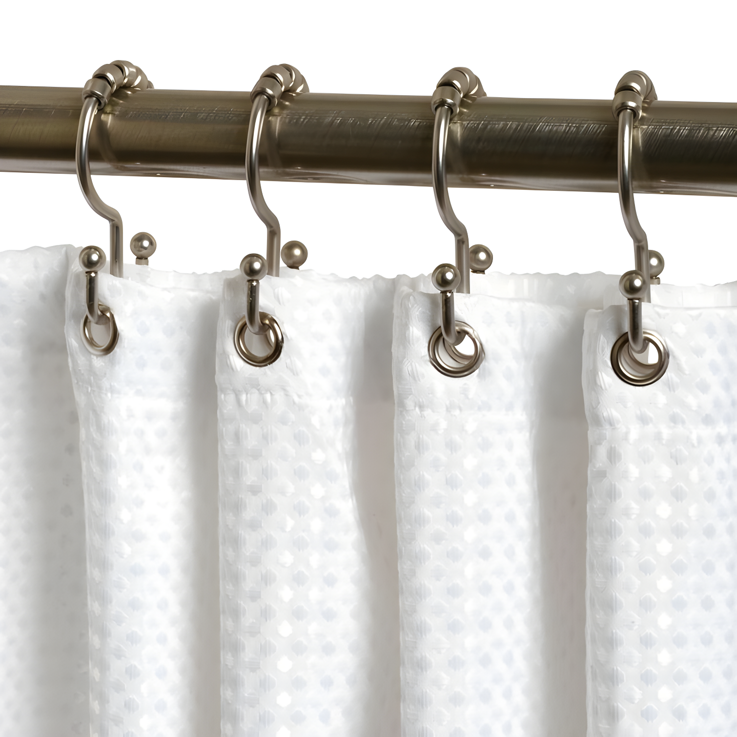 Brushed Nickel Double Roller Shower Curtain Rings