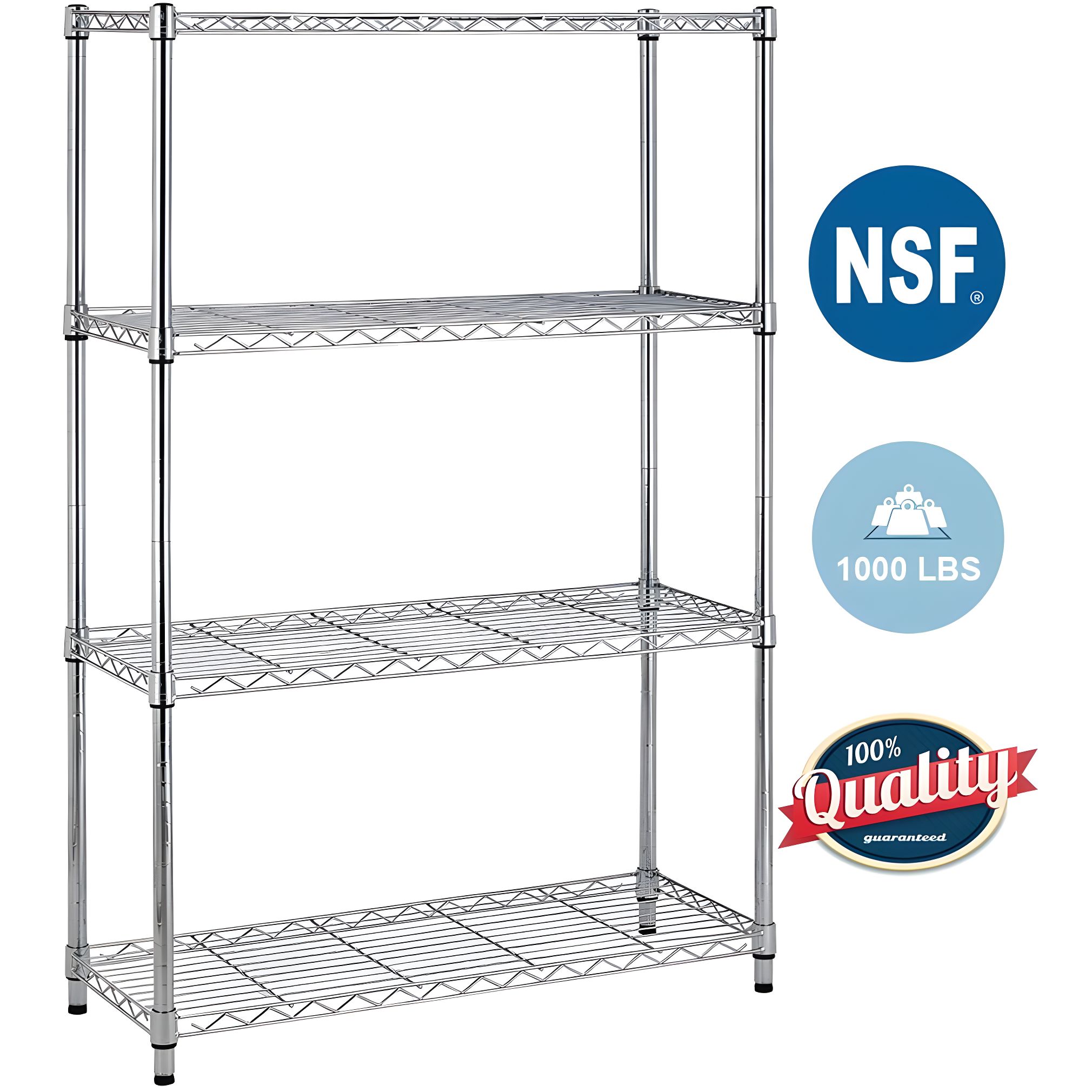 Chrome 4-Shelf Adjustable Metal Wire Shelving Unit