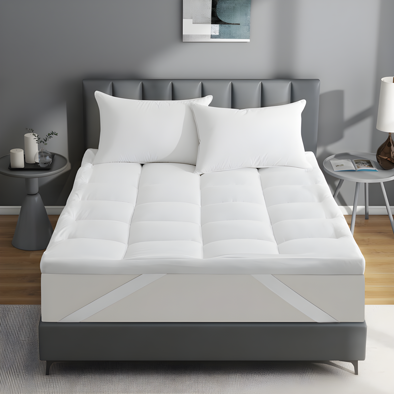 White Full Plush Down Alternative Mattress Topper