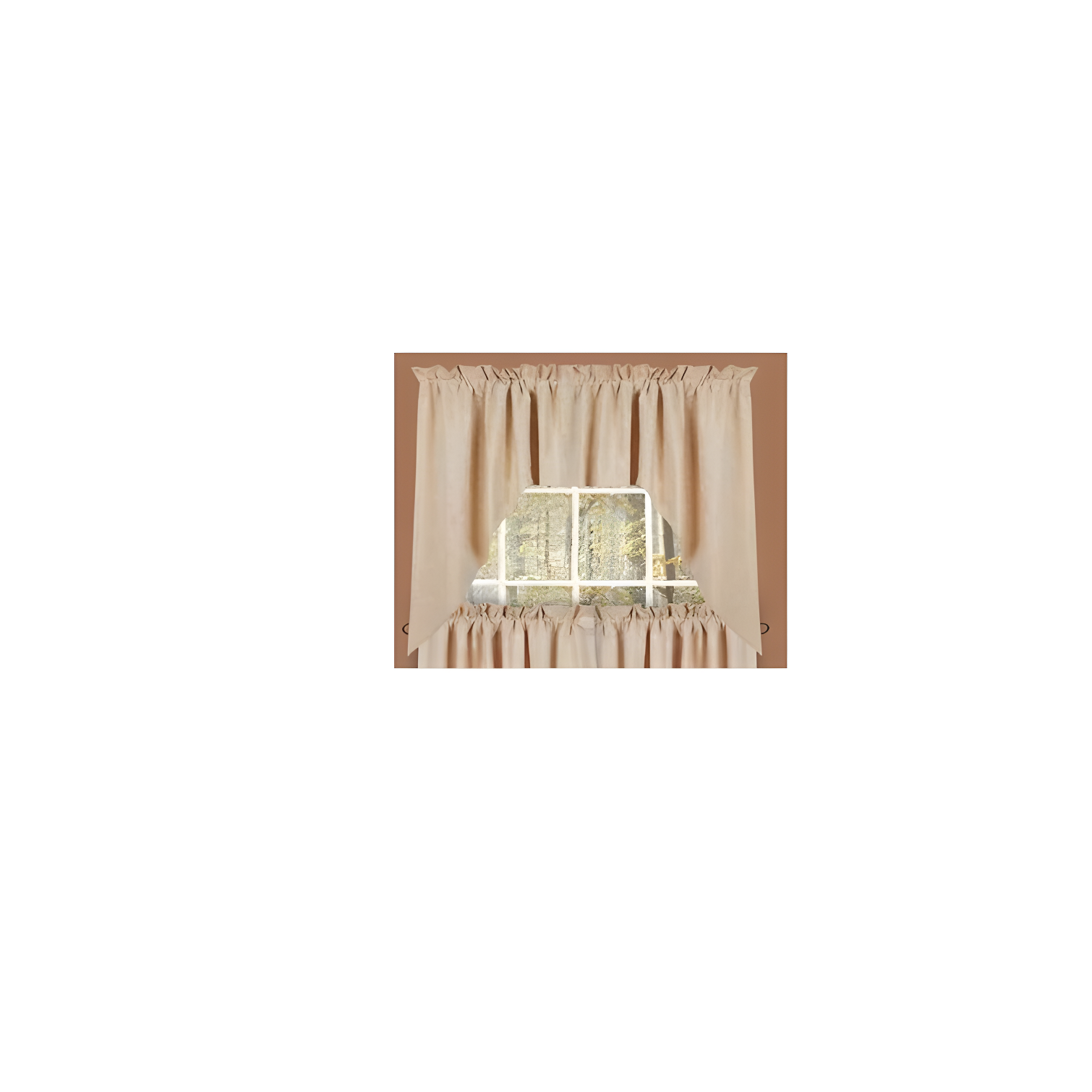 Cream Cotton Light Filtering Swag Curtains with Rod Pocket