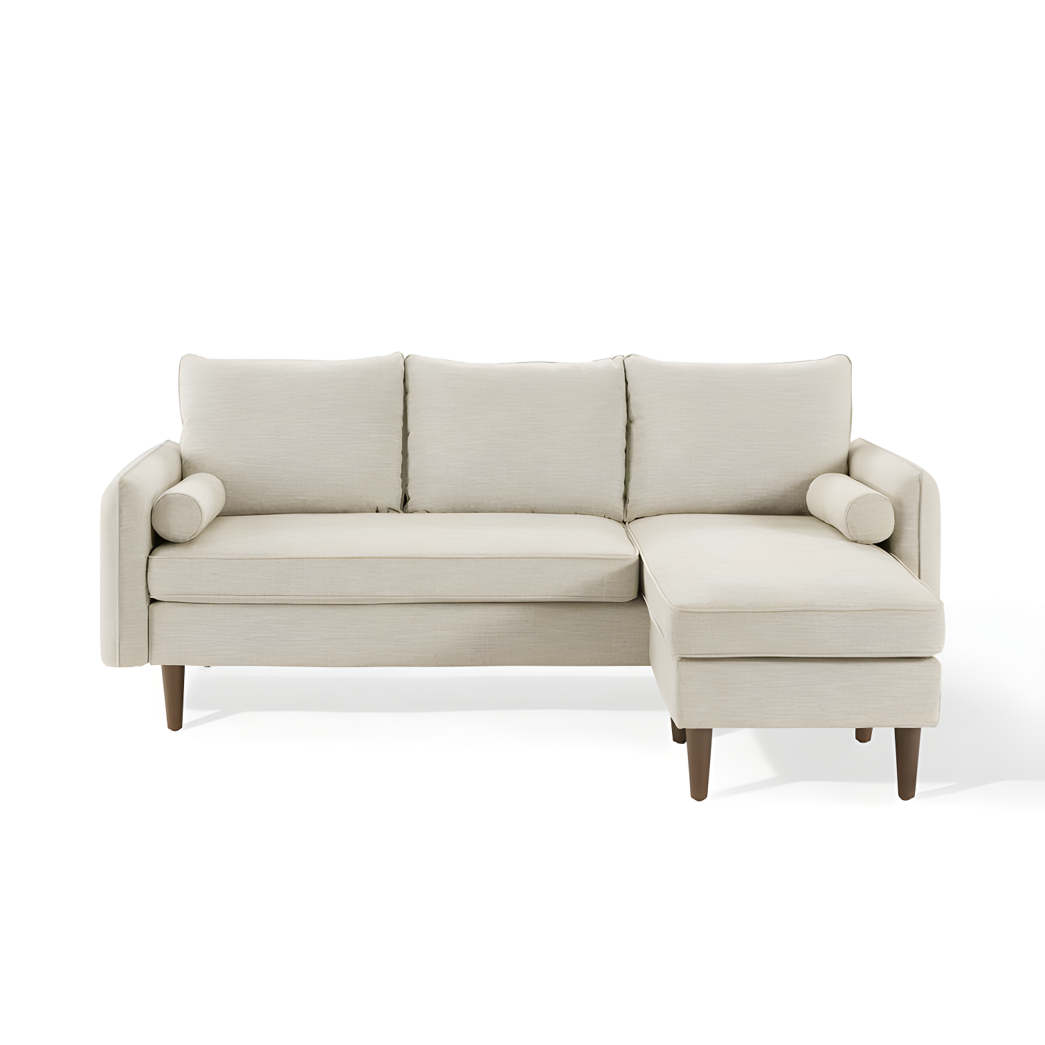 Revive 79'' Beige Fabric Sectional Sofa with Bolster Pillows