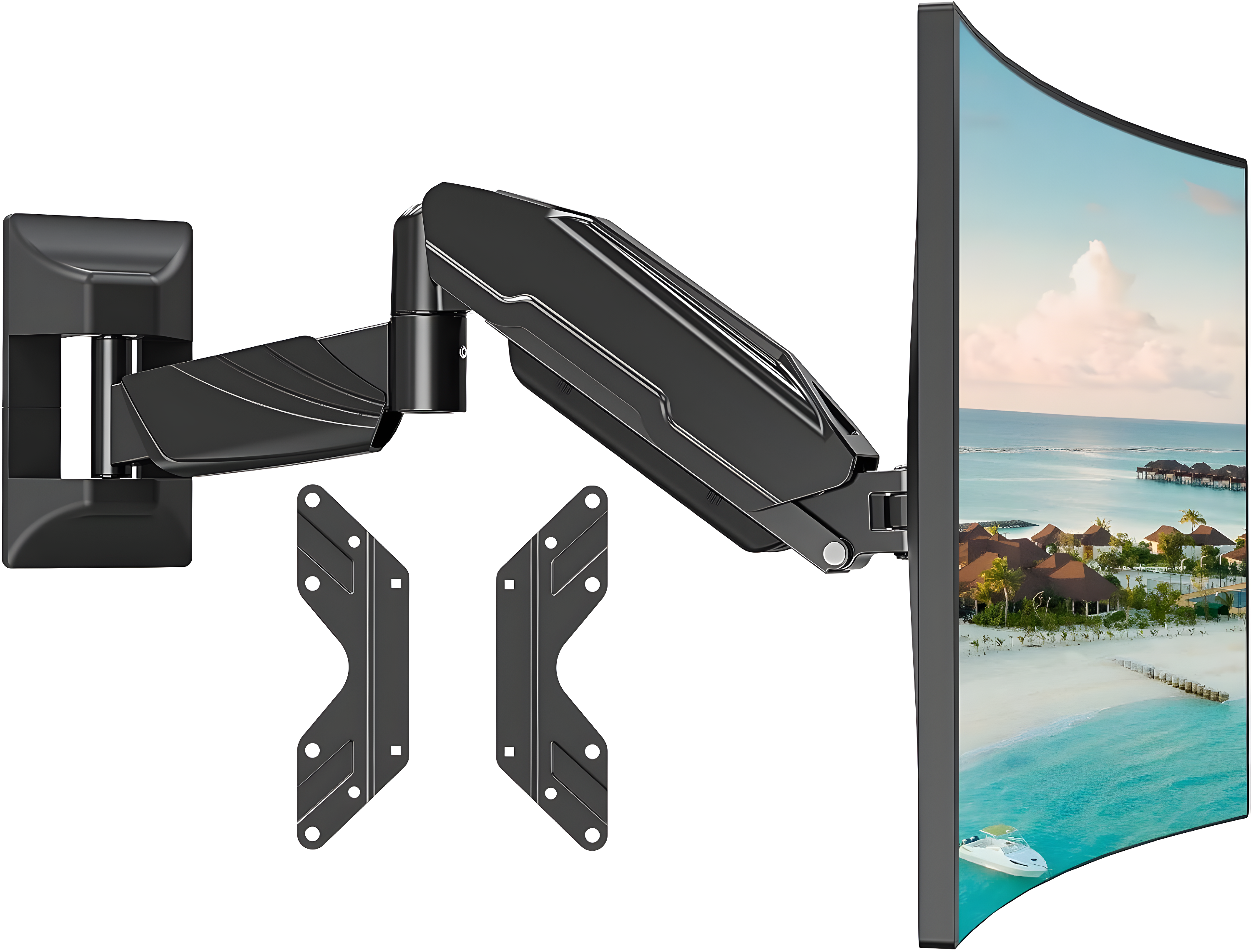 Black Full Motion Wall Mount for 13-32 Inch Monitors