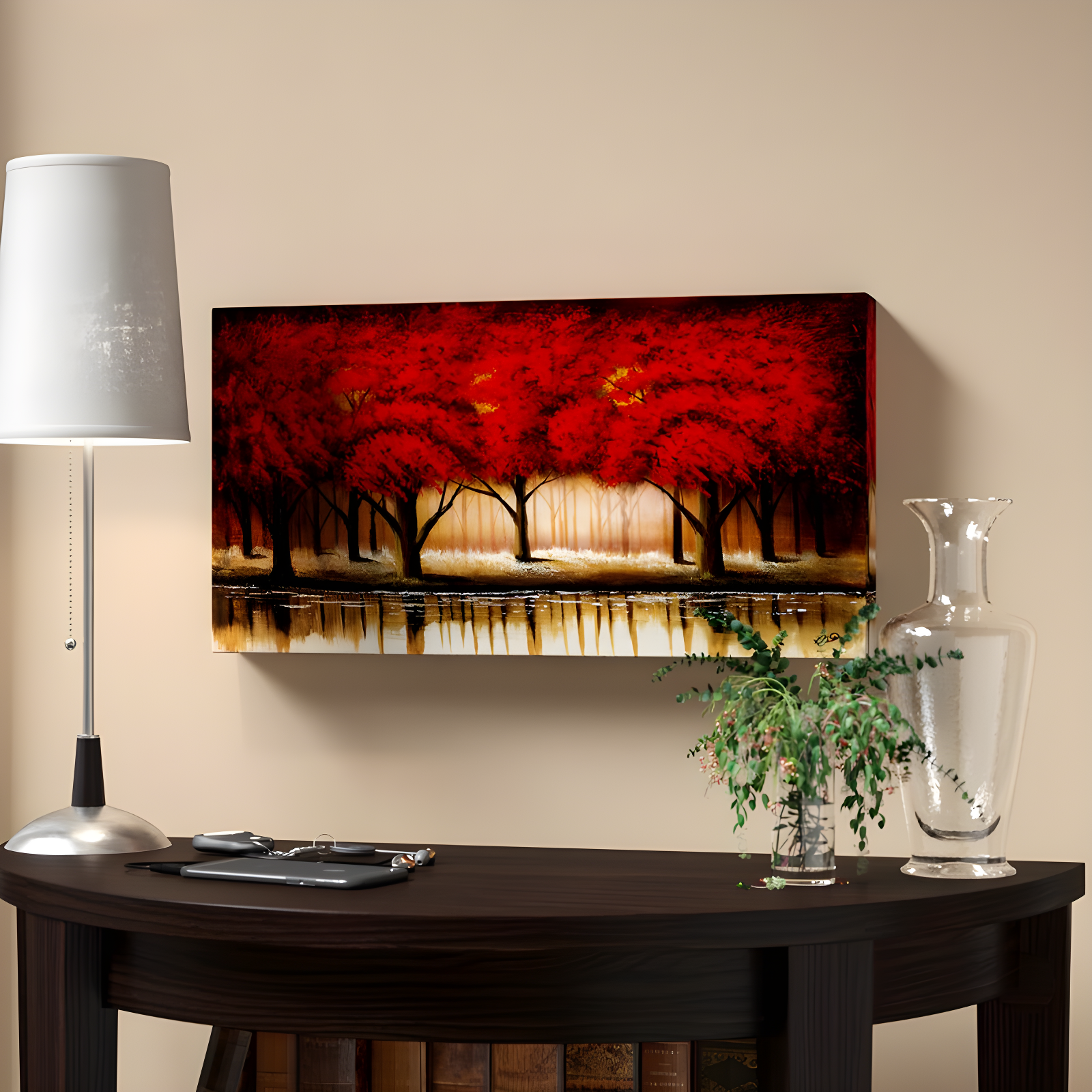 Parade of Red Trees II Canvas Art in 24" x 12"