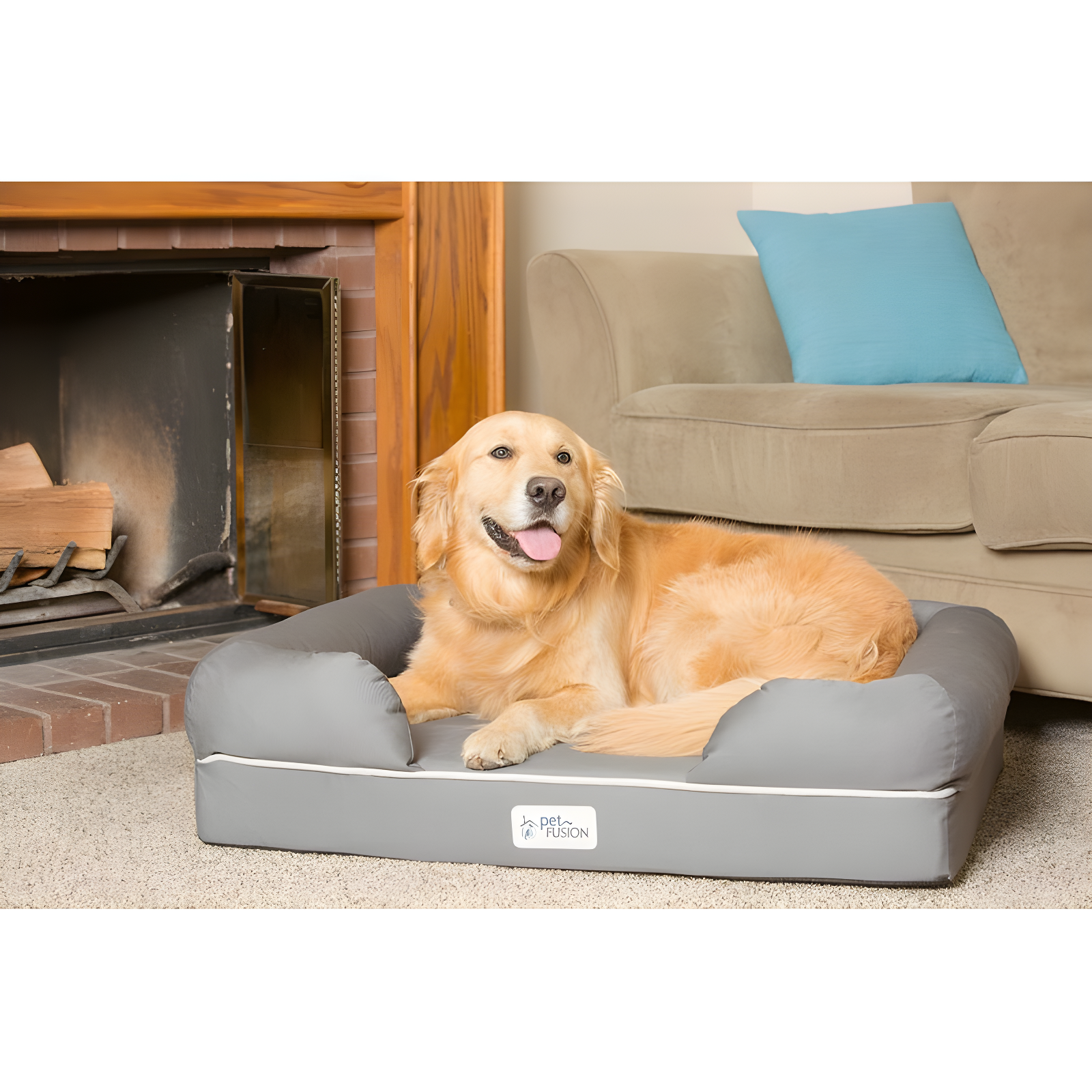 Large Gray Orthopedic Elevated Waterproof Pet Bed