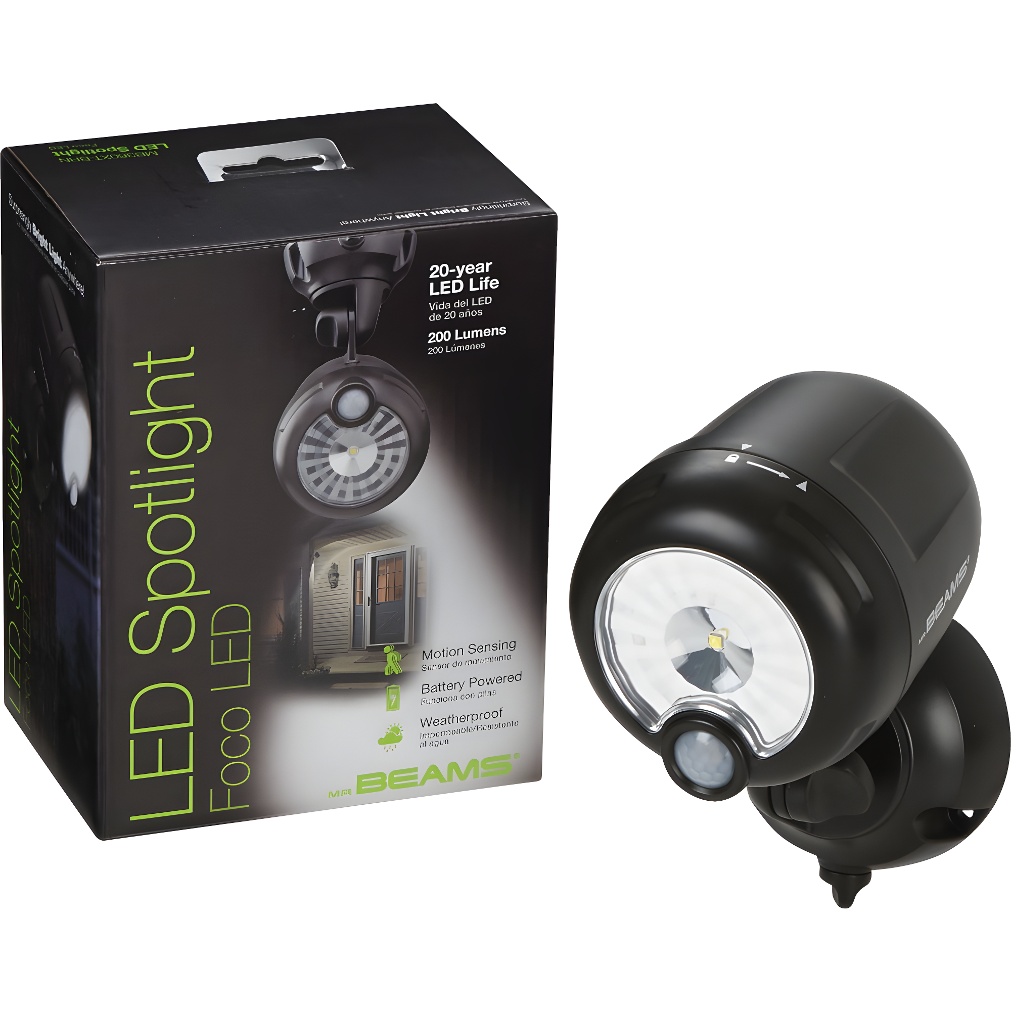 Brown Battery-Powered LED Motion Sensor Security Spotlight