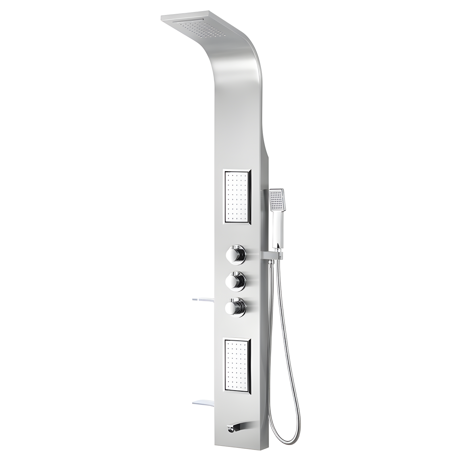 Field Series 58'' Brushed Steel Shower Panel with Body Jets