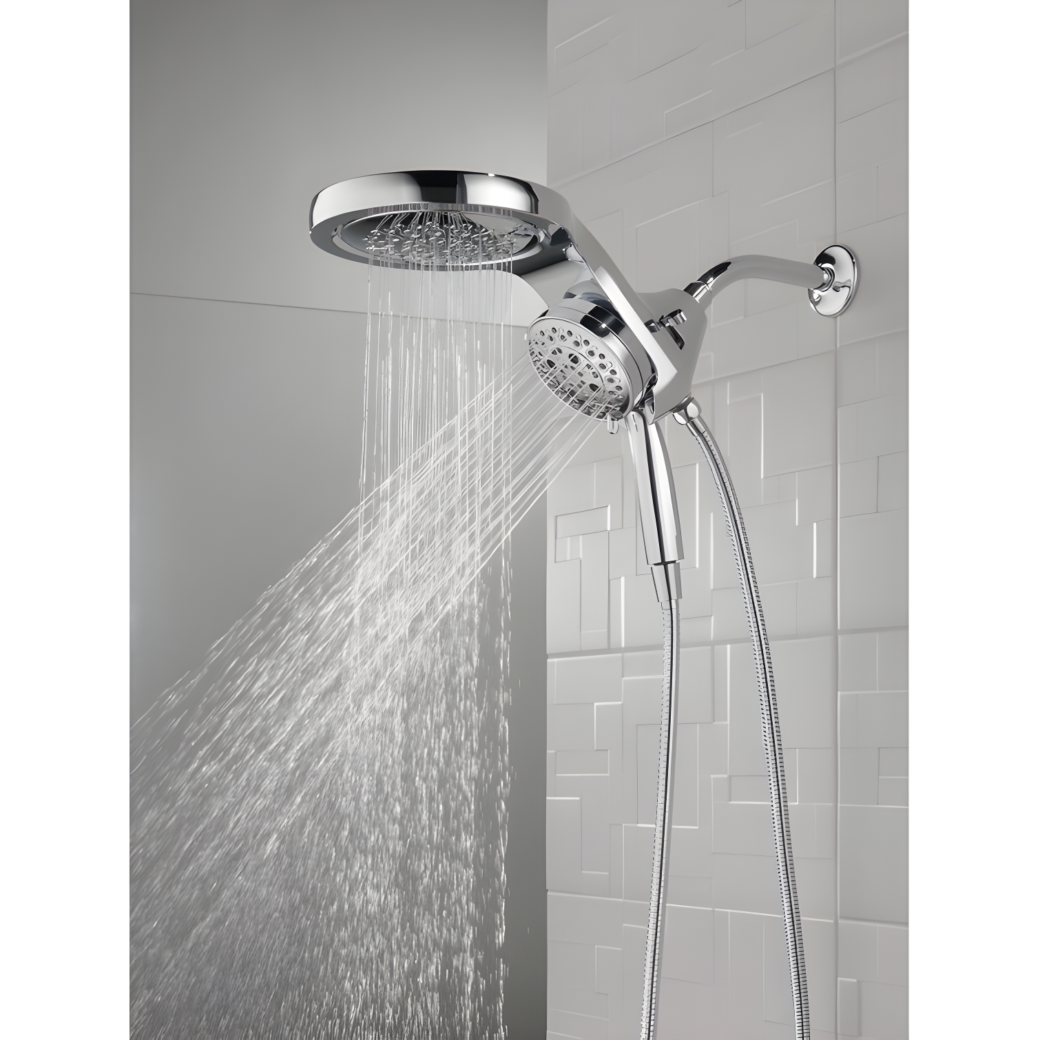 Chrome Dual Shower Head with Handheld and Rain Spray