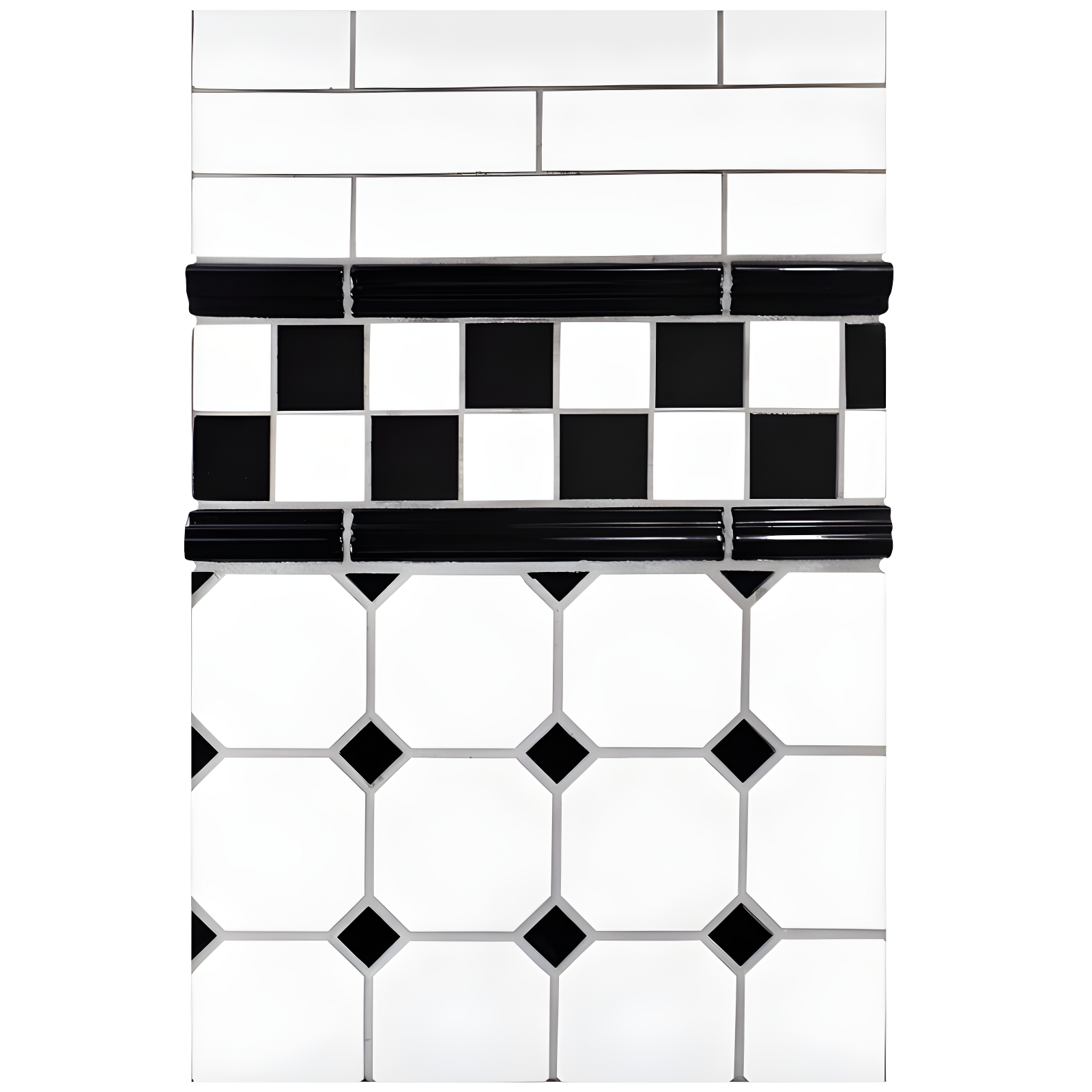 Nero Glossy Black Ceramic Mudcap Tile Trim Set