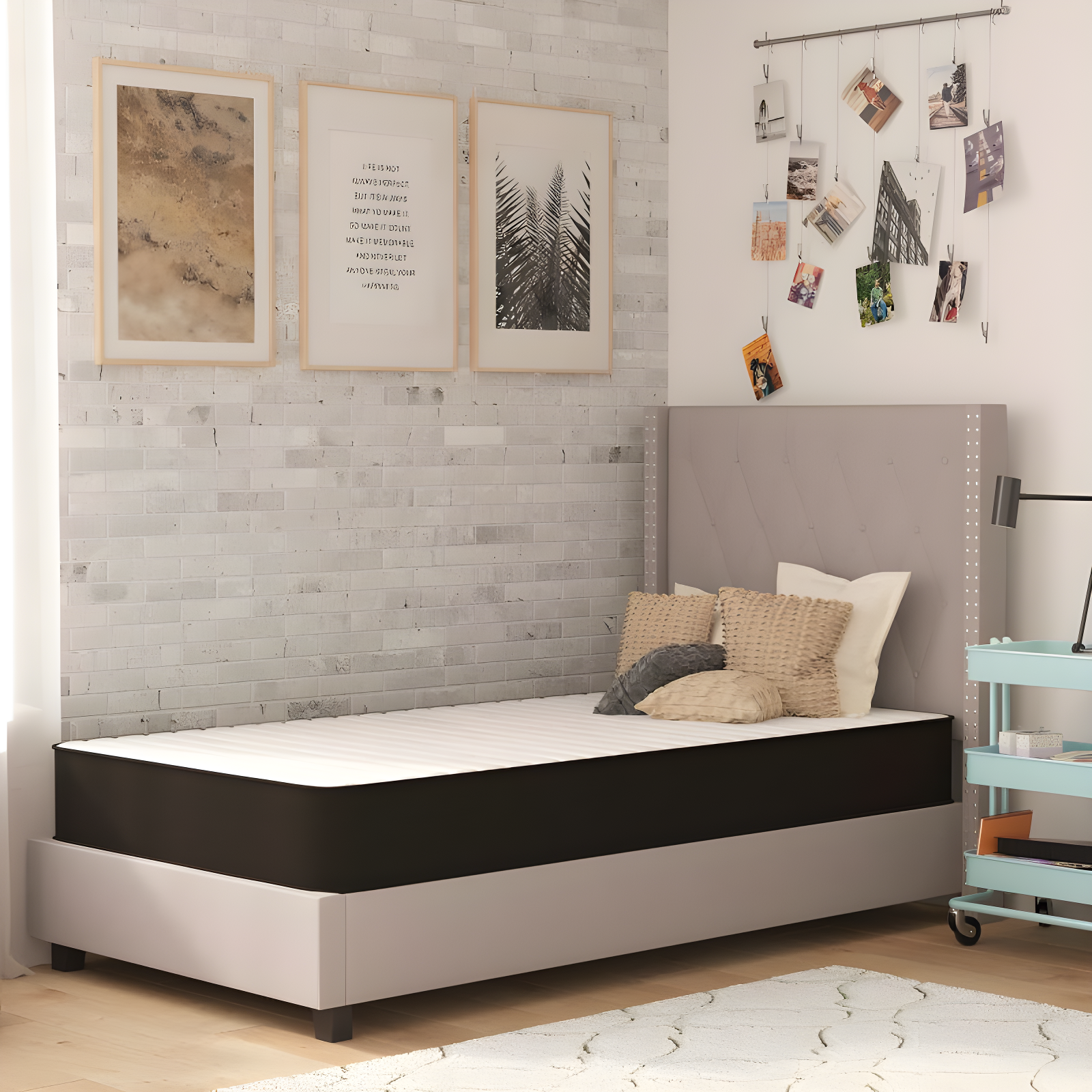 Twin Black and White Innerspring Adjustable Bed Mattress