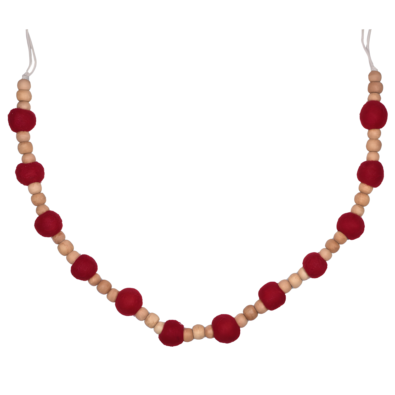 Red Felt and Wood Bead 72'' Garland