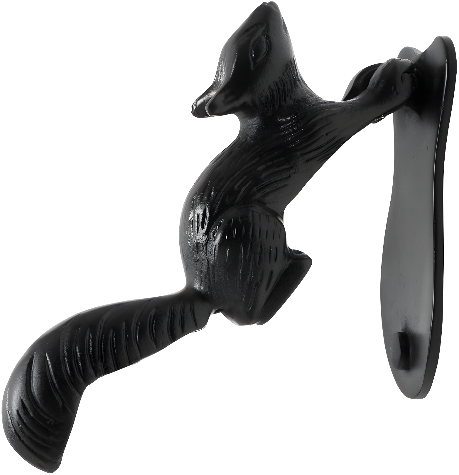 Black Cast Iron Squirrel Shaped Door Knocker with Mounting Hardware