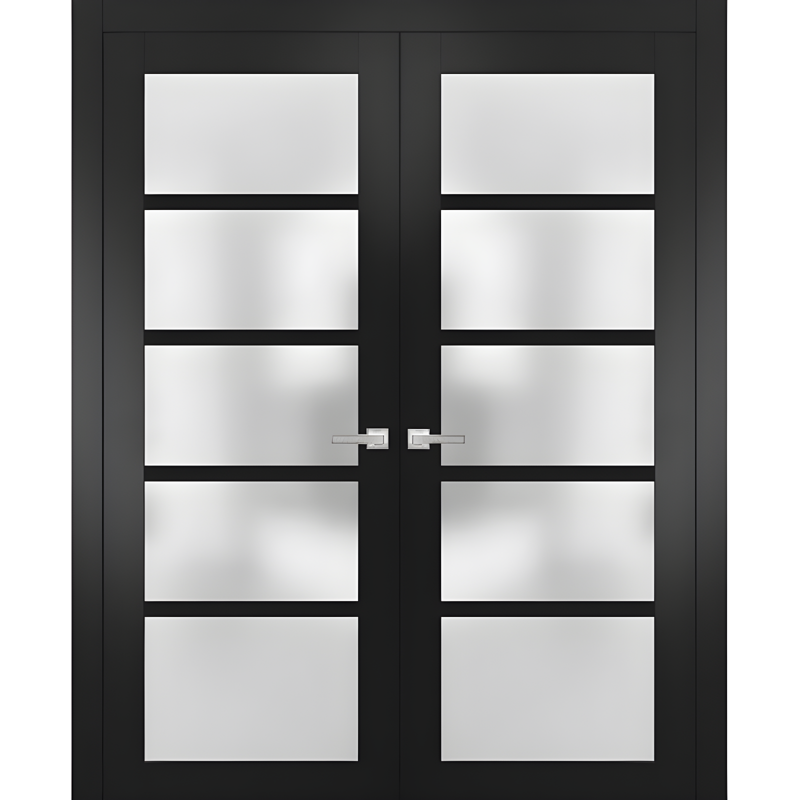 Matte Black 56 x 84 Inch French Double Doors with Frosted Glass