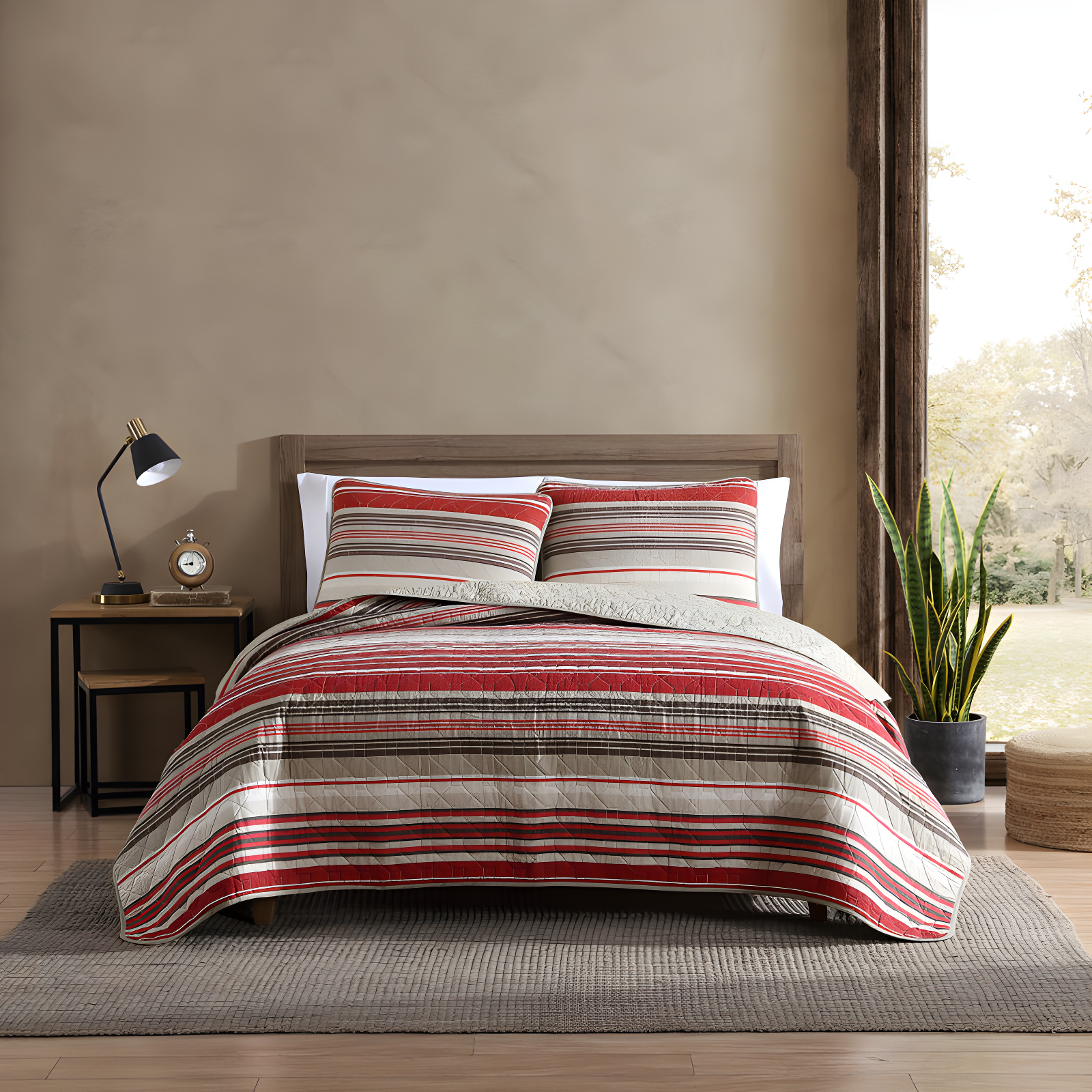 Yakima Valley Twin Reversible Cotton Quilt Set in Multi Red