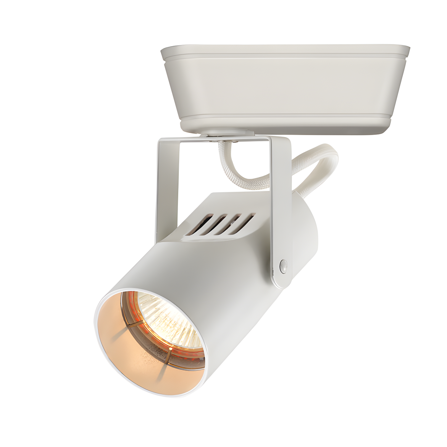 Sleek White Aluminum Low Voltage Adjustable Track Lighting Head