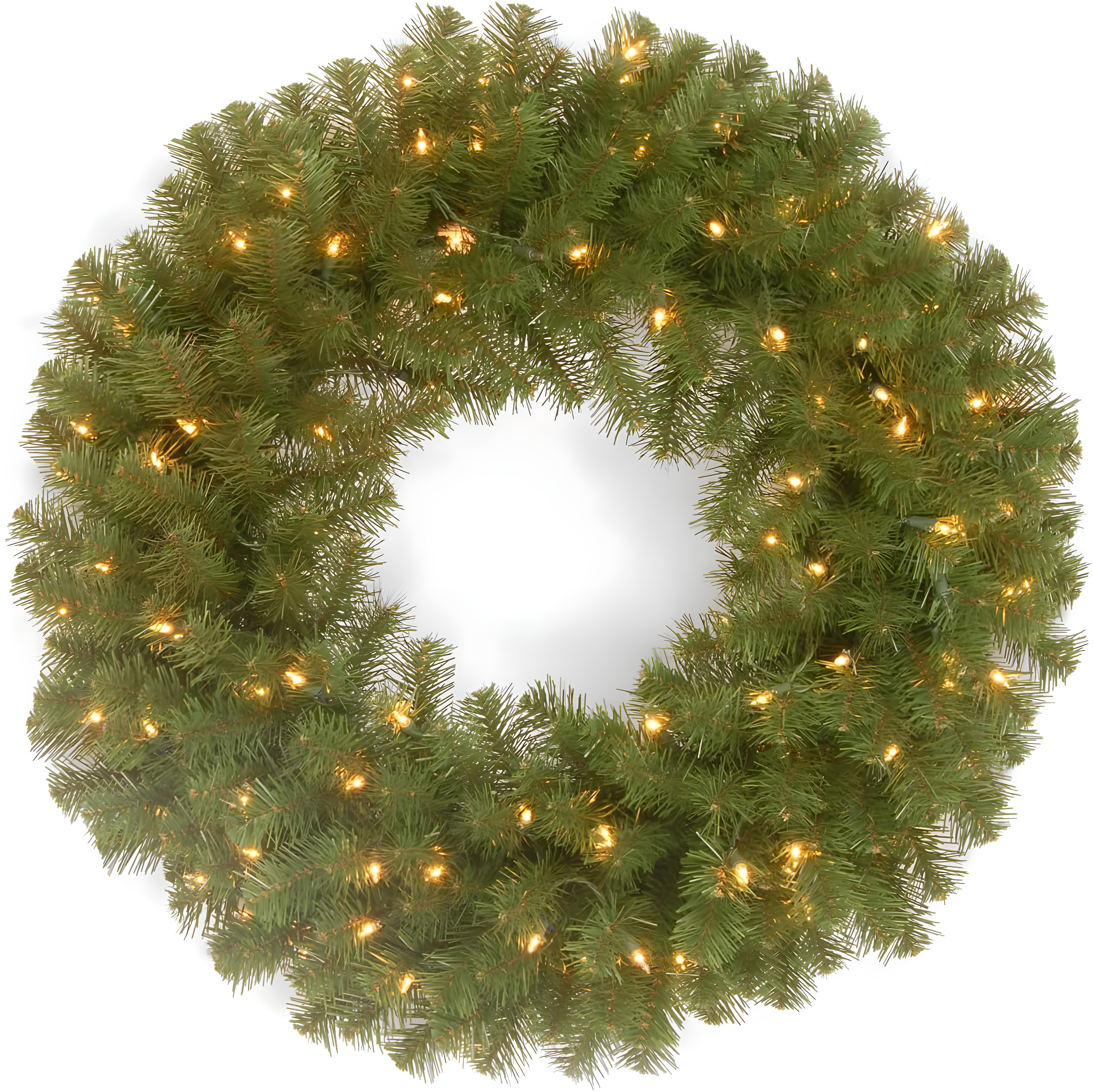 North Valley Spruce Pre-Lit Christmas Wreath with White LED Lights, 24 Inches