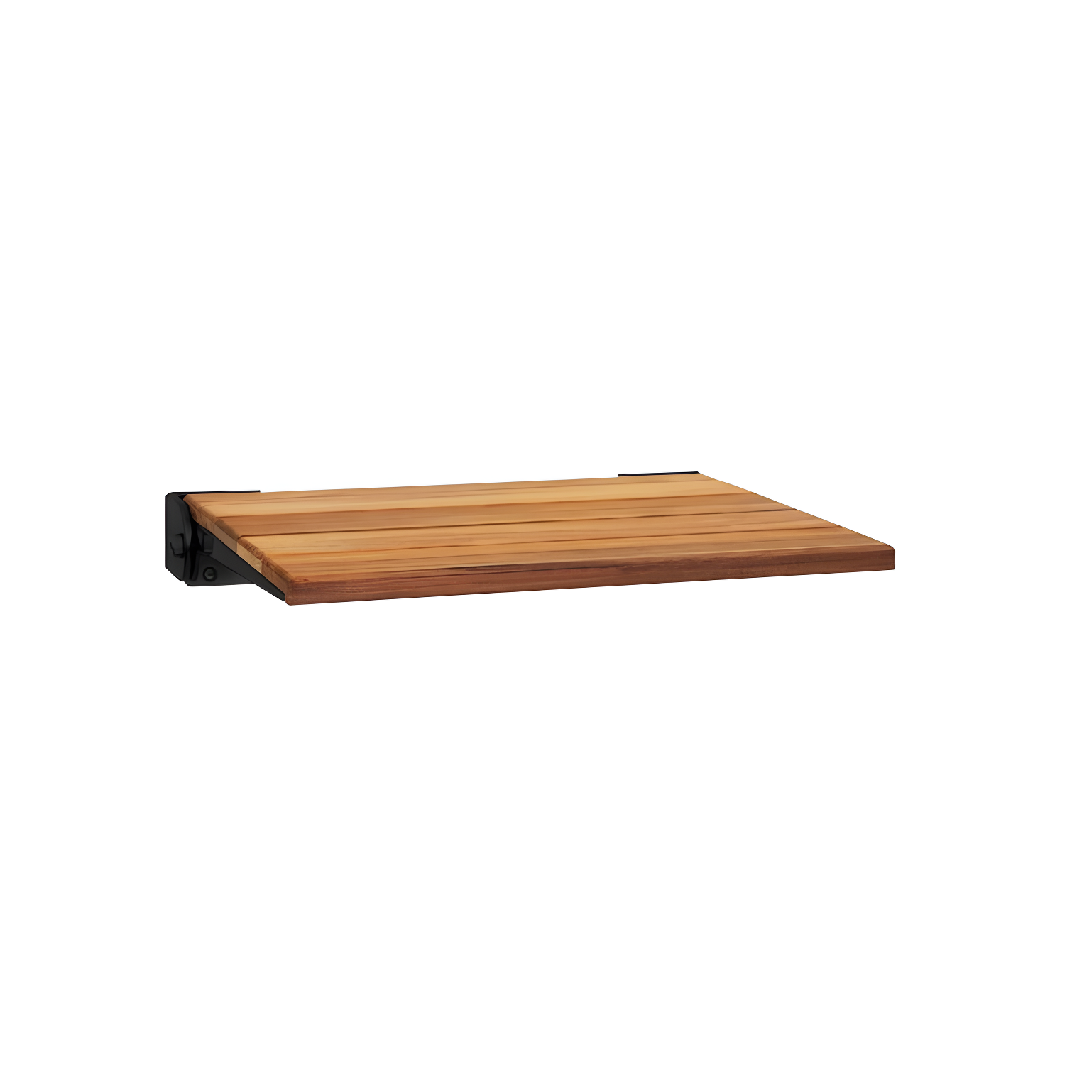 SlimLine Natural Teak Wood Folding Shower Seat with Matte Black Frame