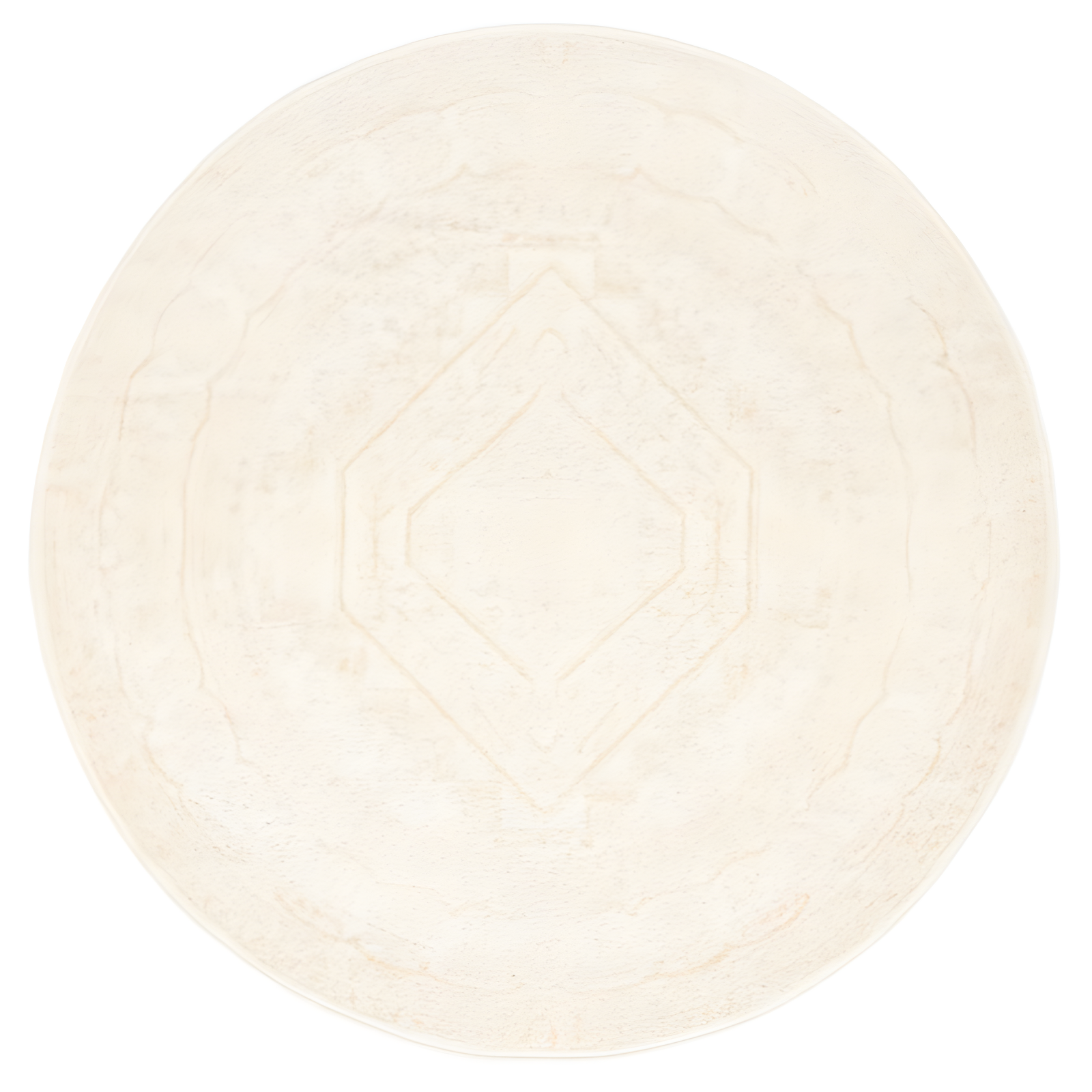 Ivory and Beige Round Hand-knotted Synthetic Rug