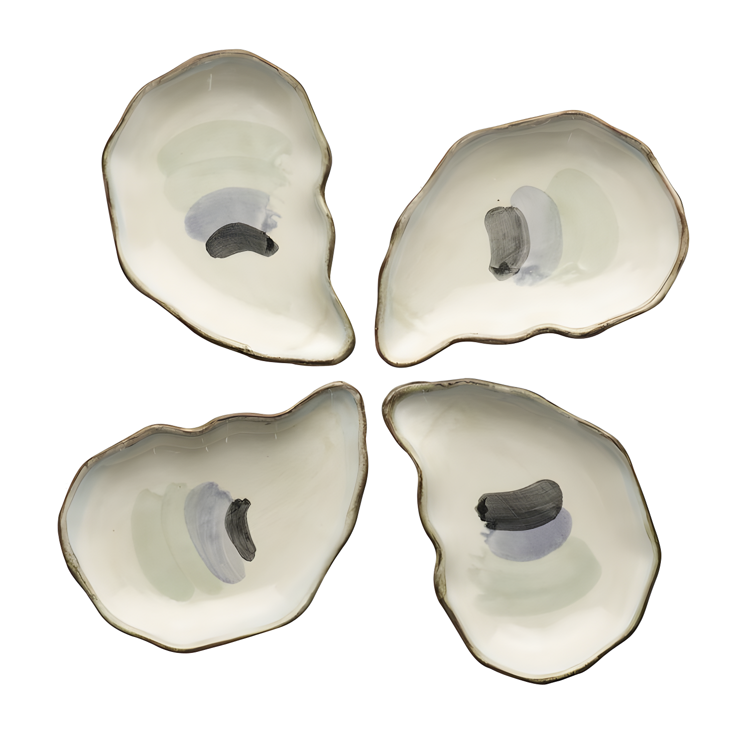 Seaside 6.5'' Handcrafted Ceramic Oyster Plates, Set of 4