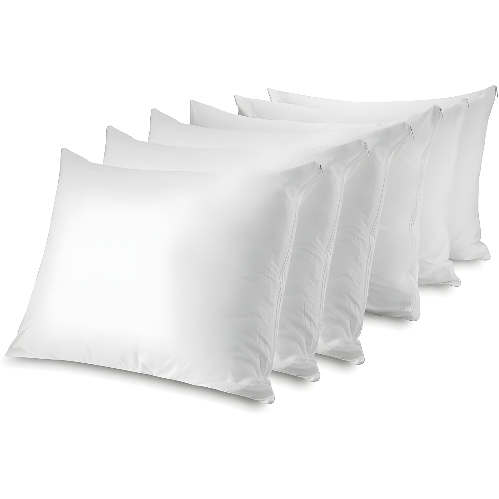 White Cotton Hypoallergenic Standard/Queen Pillow Protectors with Zipper - Set of 6