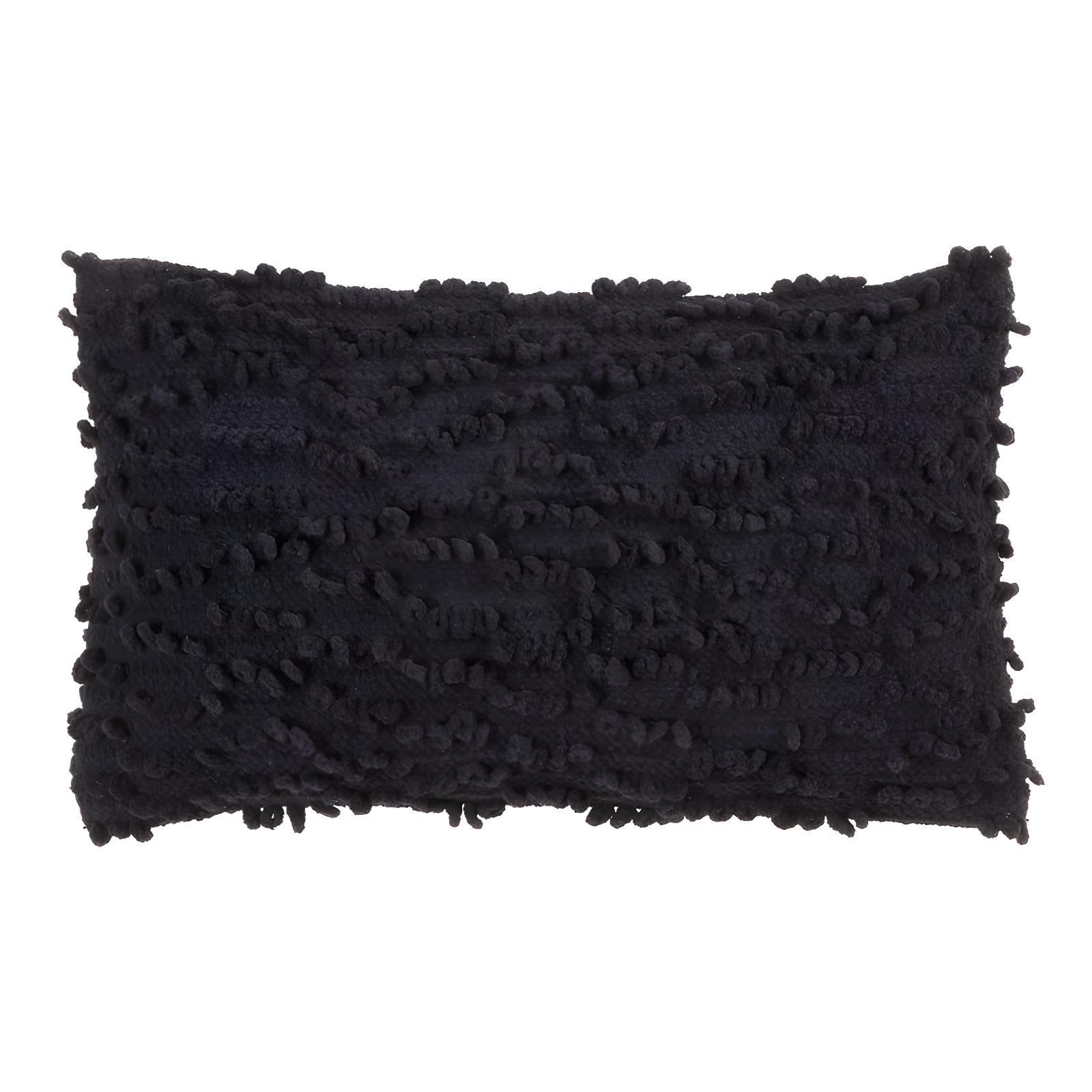 Black Nubby Design Down-Filled Rectangular Throw Pillow