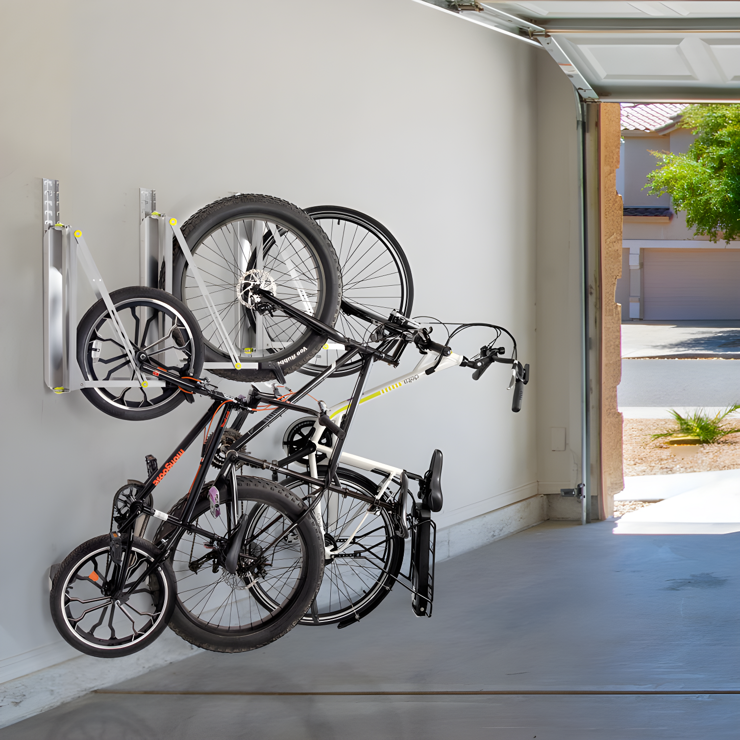 Silver Steel Wall Mounted Pivot Bike Rack