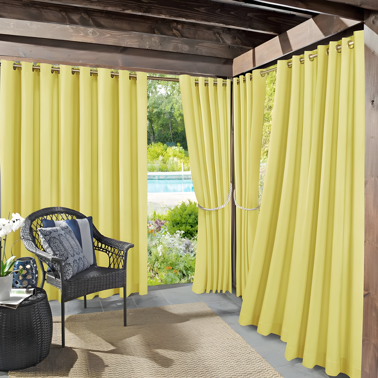 Yellow 108" Blackout Polyester Grommet Curtain Panel