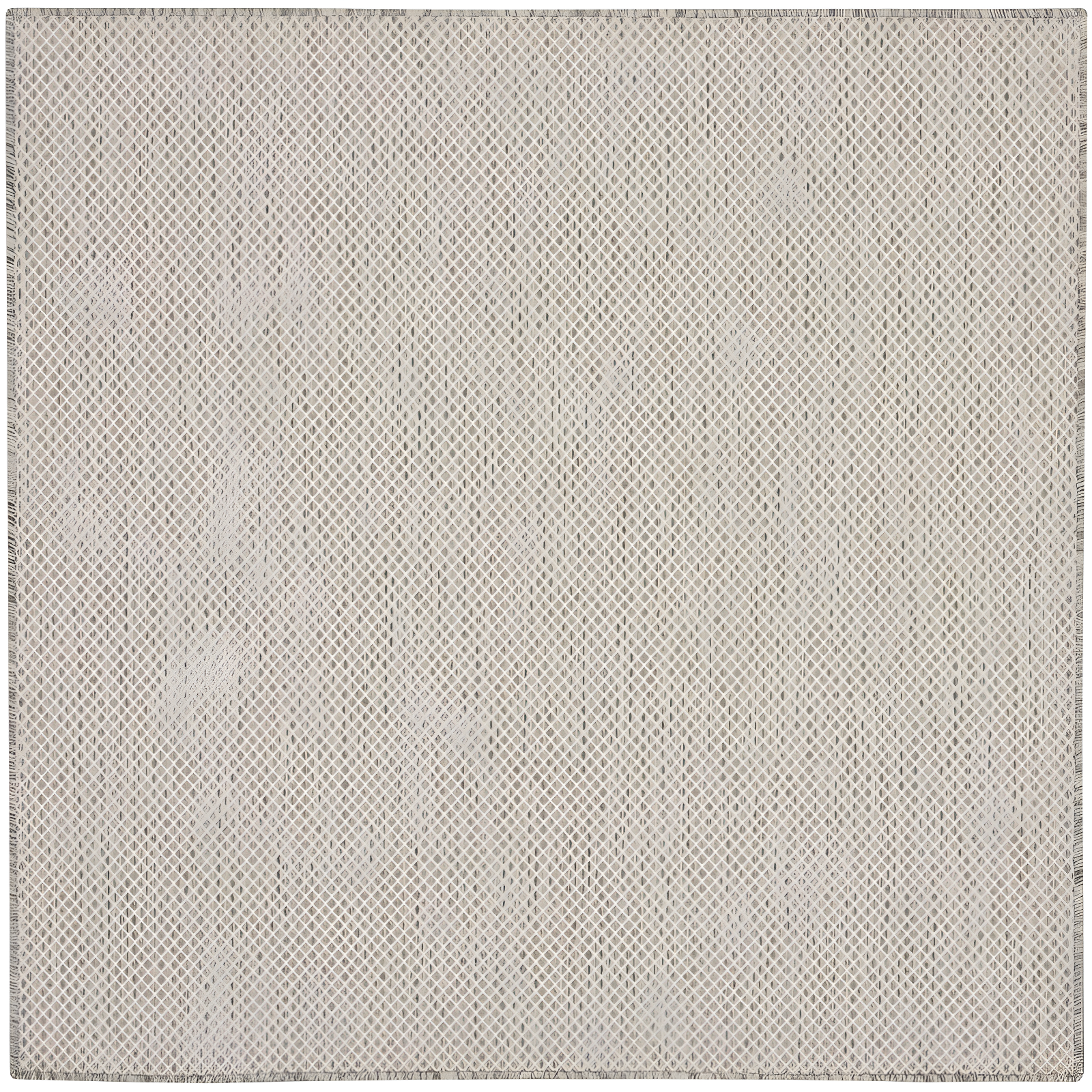 Ivory Silver Geometric Synthetic Square 4' Rug