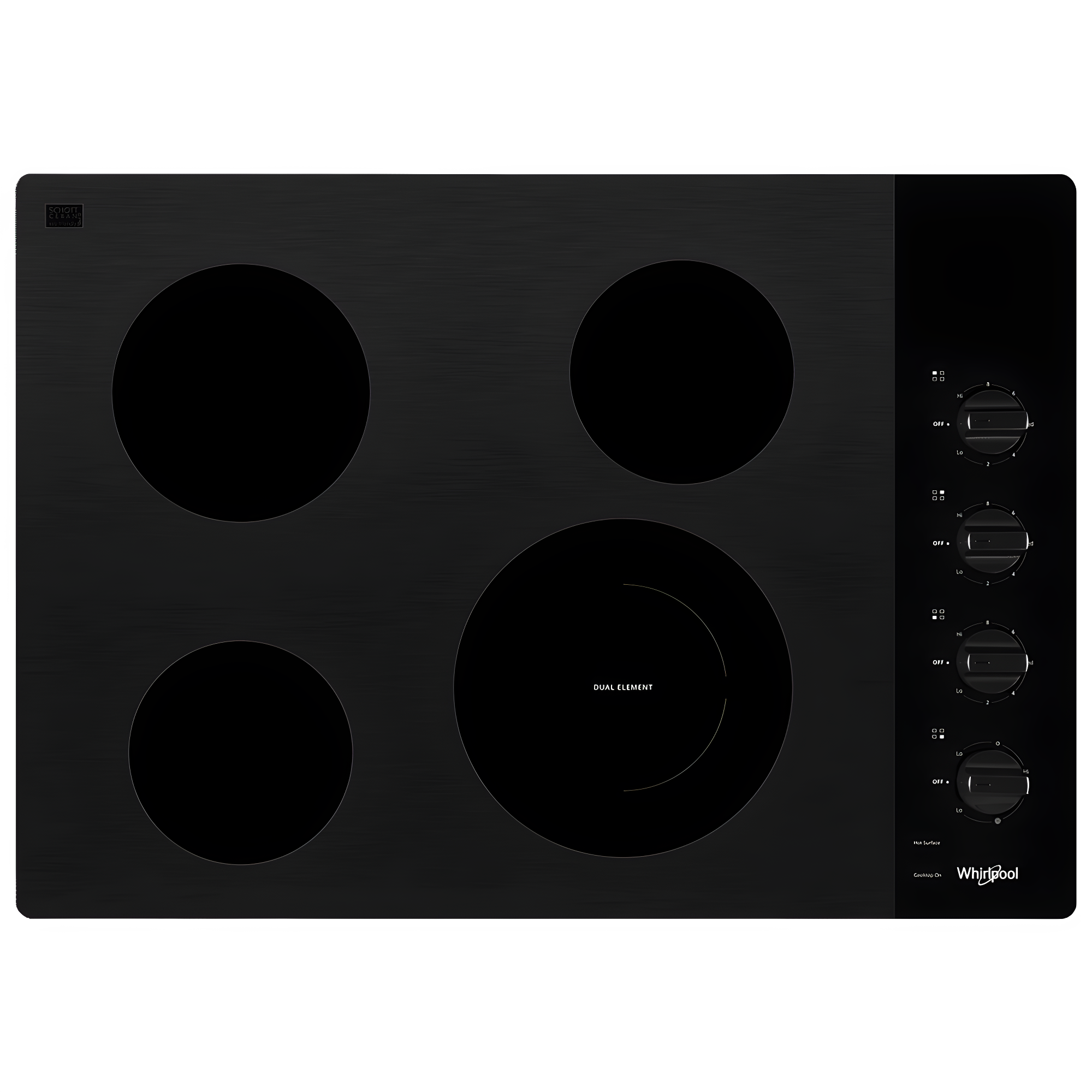 30-Inch Black Ceramic 4-Burner Electric Cooktop with Dual Radiant Element