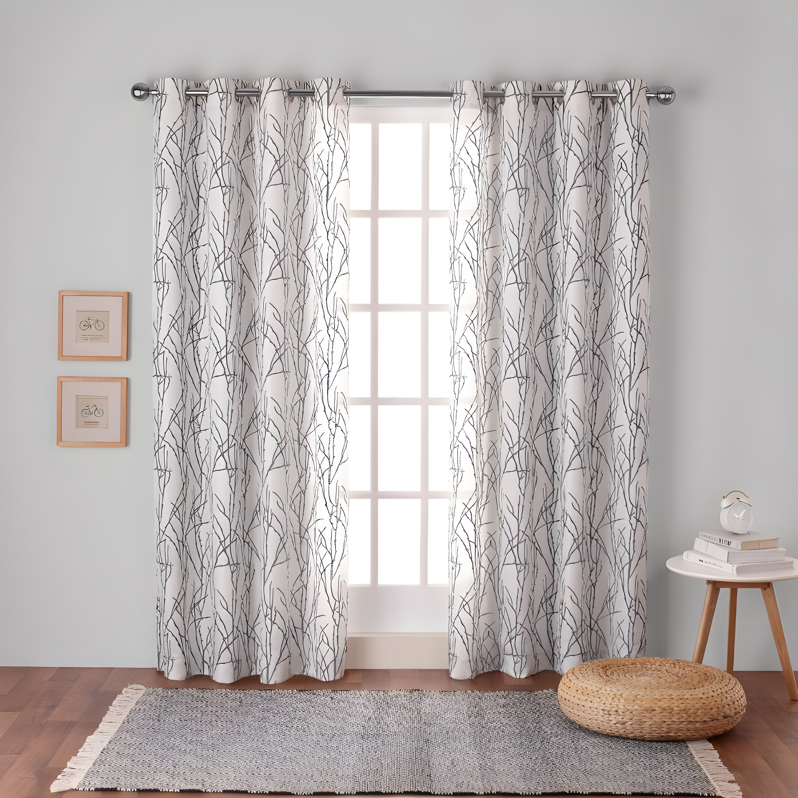 Black Pearl Linen Blend Grommet Top Curtain Panel Pair