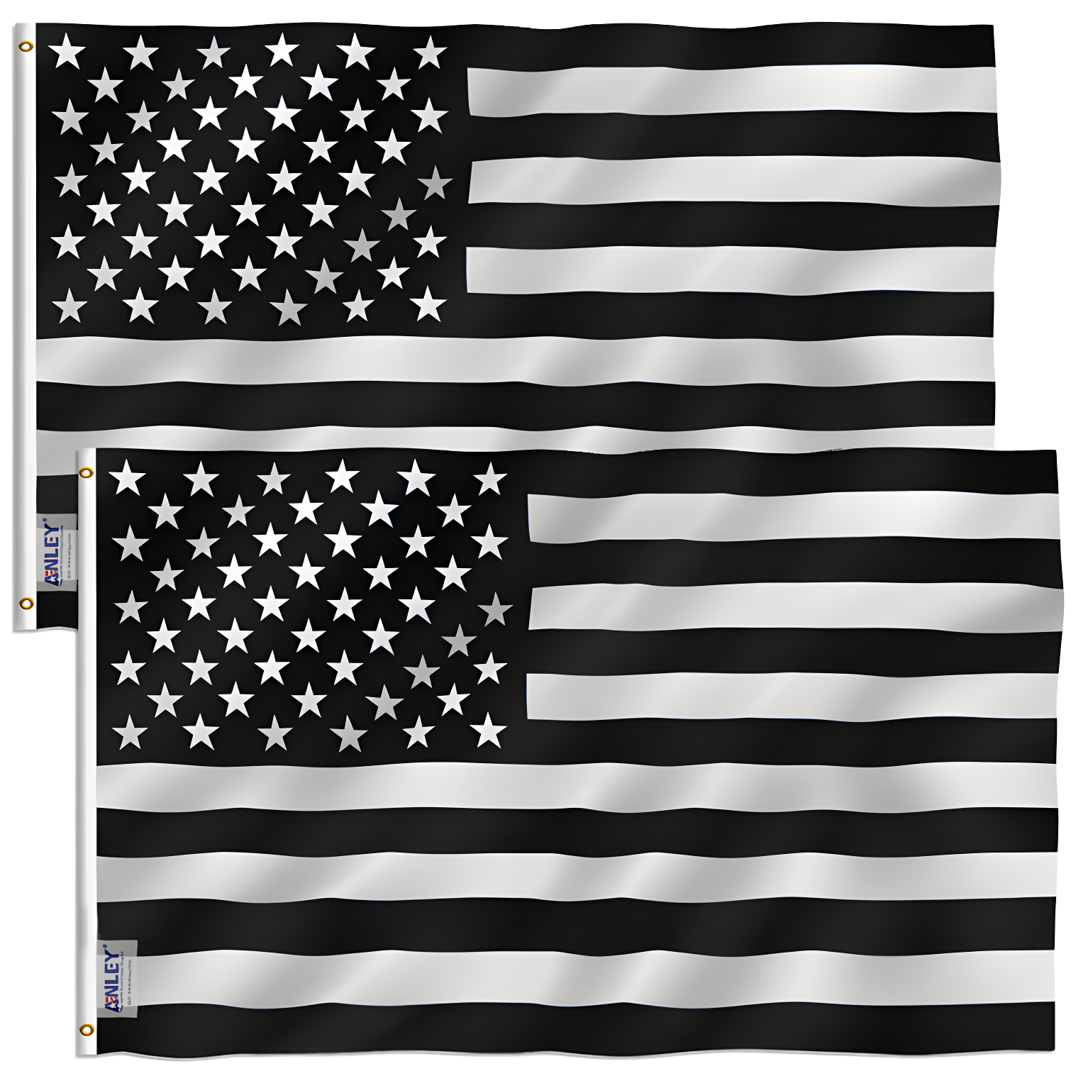 Black and White Patriotic Polyester House Flag with Grommets